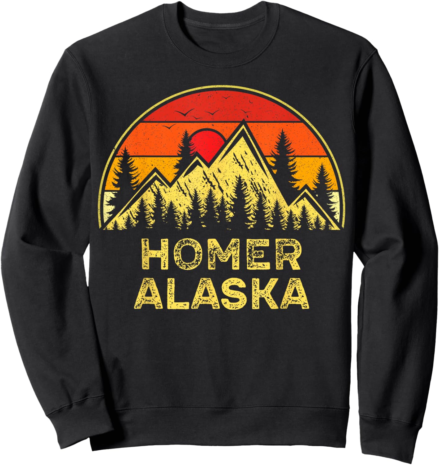 Vintage Homer Alaska AK Mountains Outdoor Hiking Souvenir Sweatshirt - Sweatshirt | Black