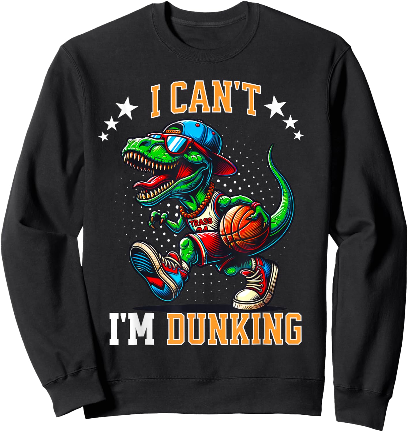 I'm Dunking Basketball Dinosaur T Rex Player Kids Boys Teens Sweatshirt - Sweatshirt | Black