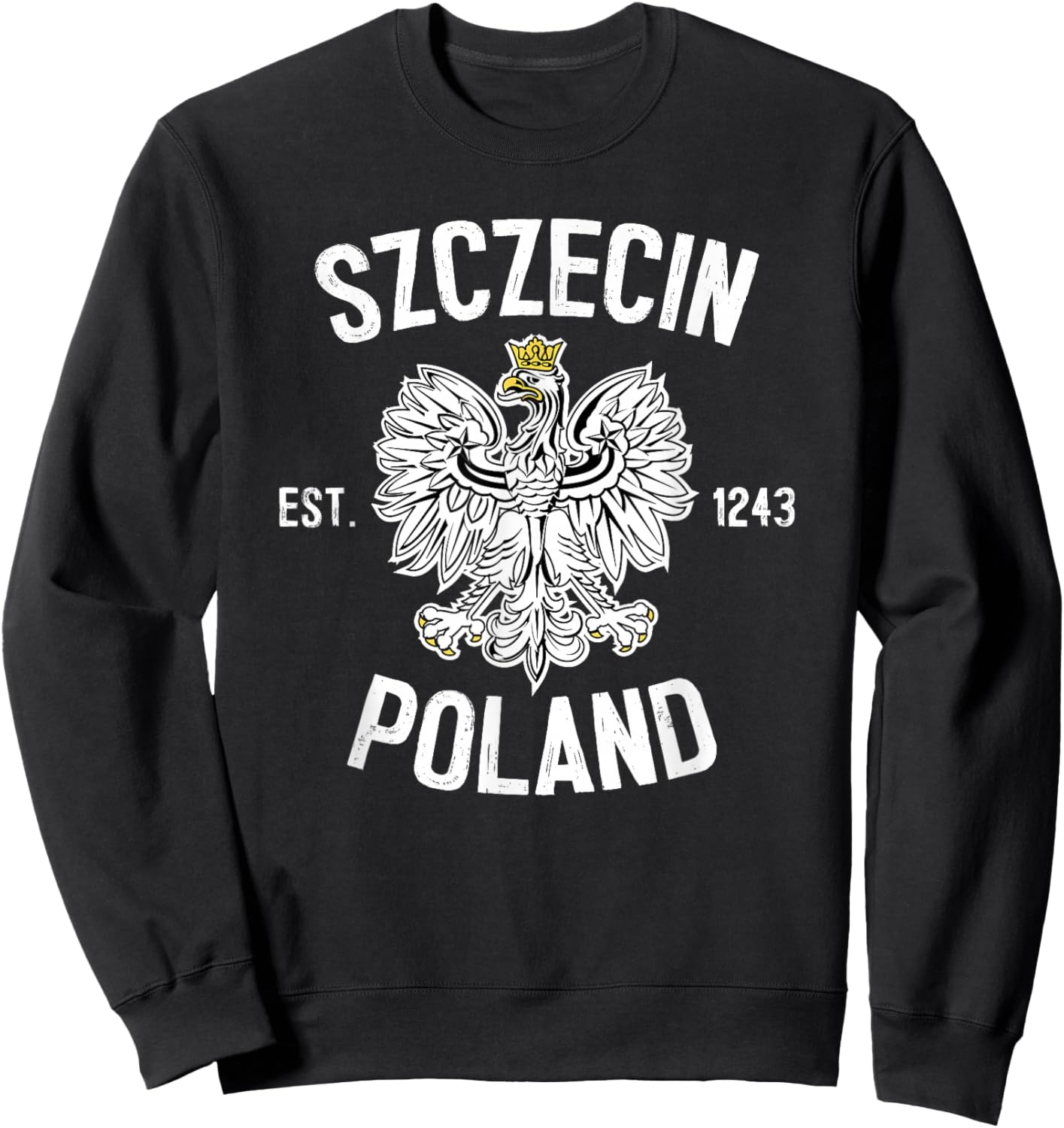 Szczecin Poland Polish Eagle Heritage Pride Dyngus Day Sweatshirt - Sweatshirt | Black