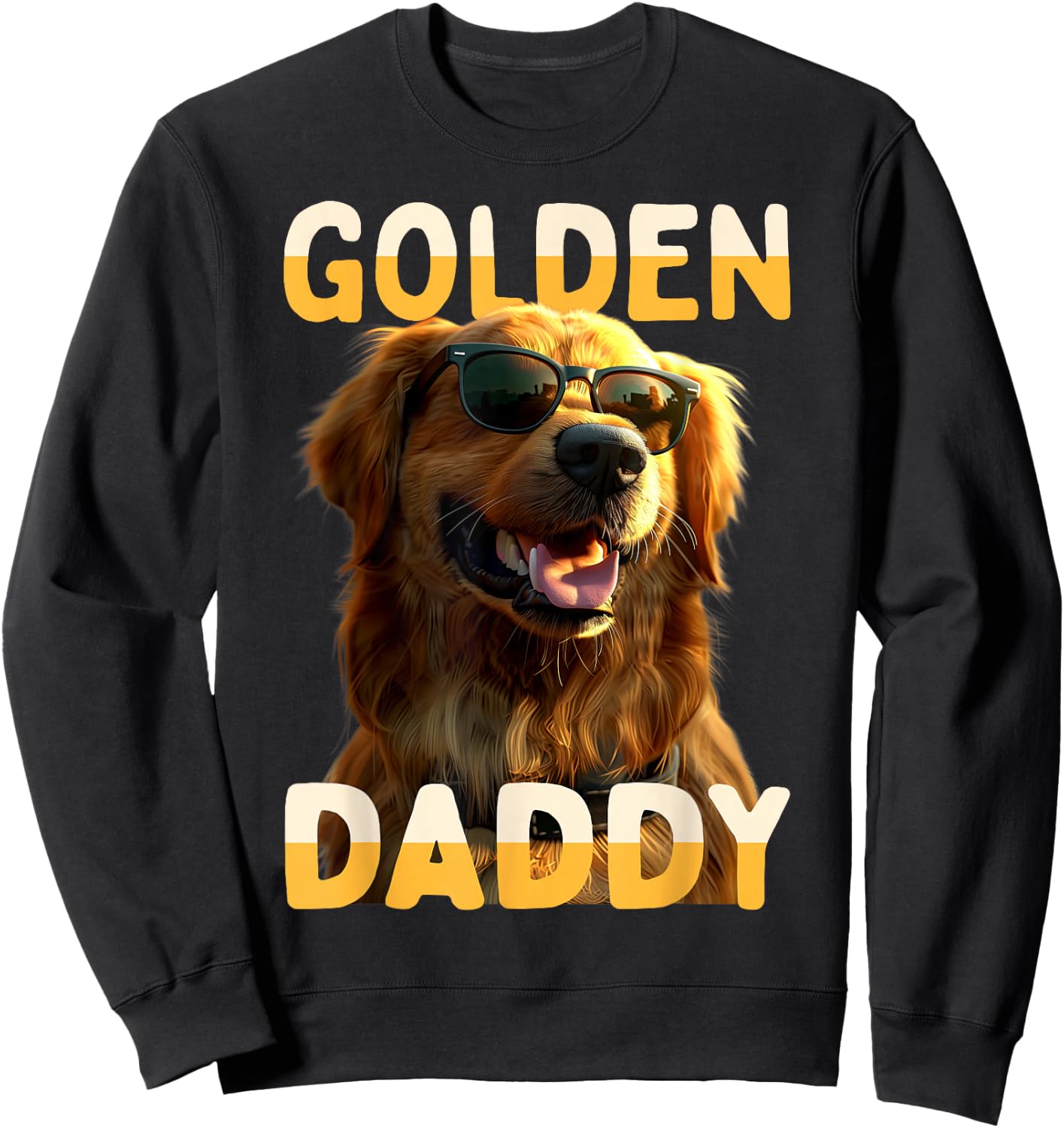 Golden Daddy Dad Father's Day Dad Golden Retriever Dad Sweatshirt - Sweatshirt | Black