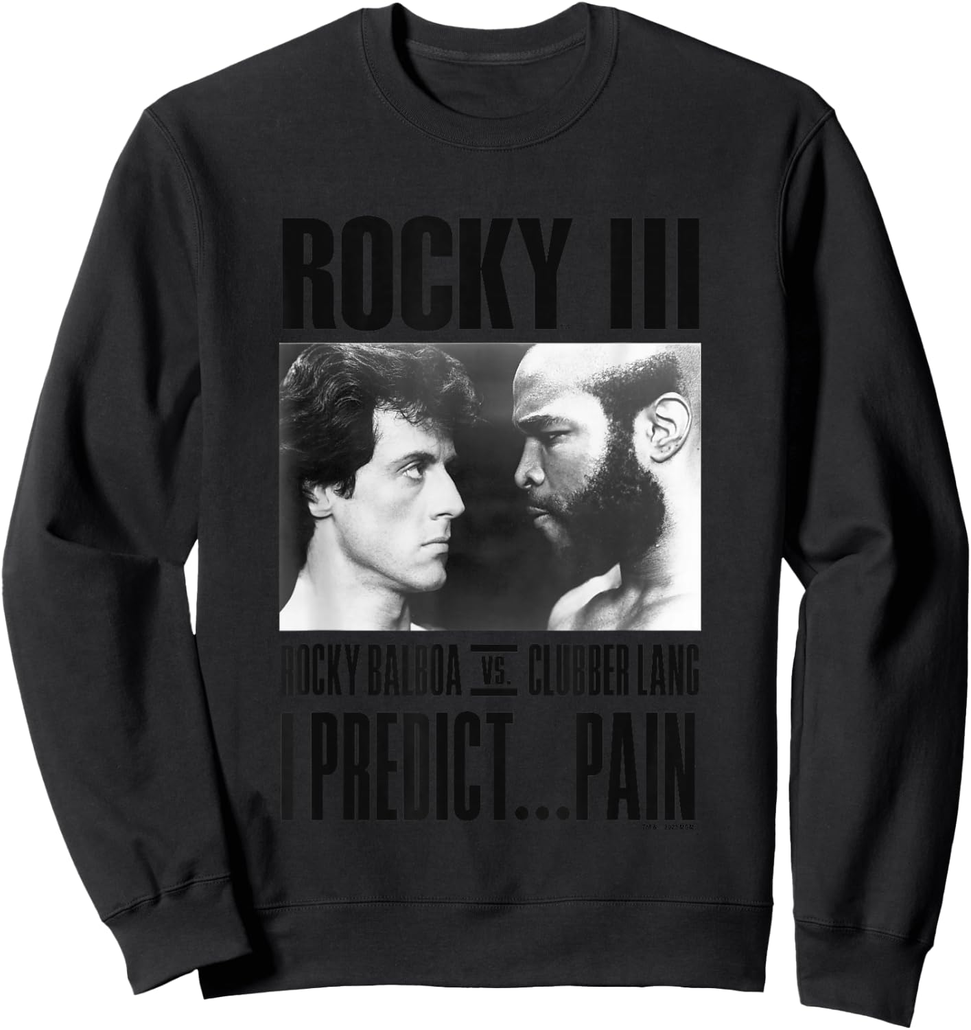 Rocky III I Predict Pain Rocky Vs Clubber Lang Panel , grey, S Sweatshirt - Sweatshirt | Black