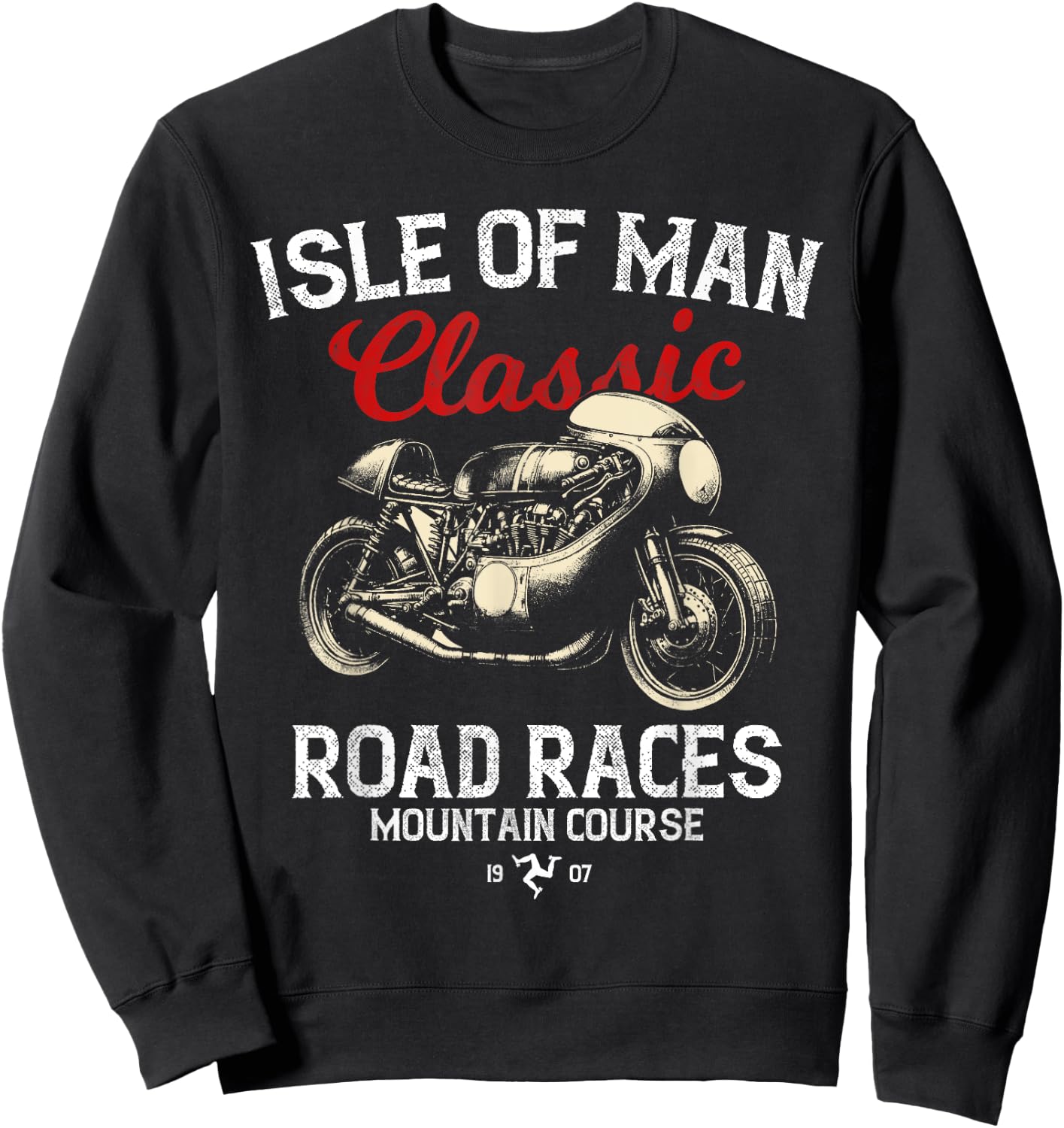 Retro Isle of Man TT Races Vintage Motorcycle Race , black Sweatshirt - Sweatshirt | Black