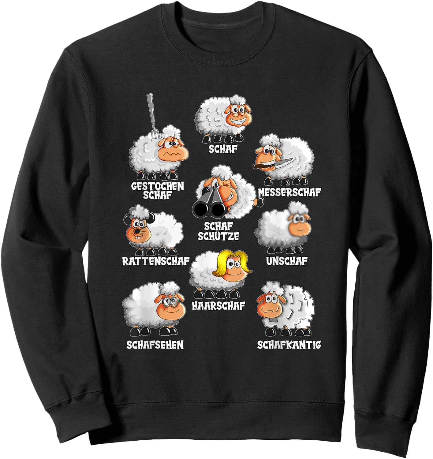 Funny Sheep Knife Sheep Rat Sheep , black, s Sweatshirt - Sweatshirt | Black
