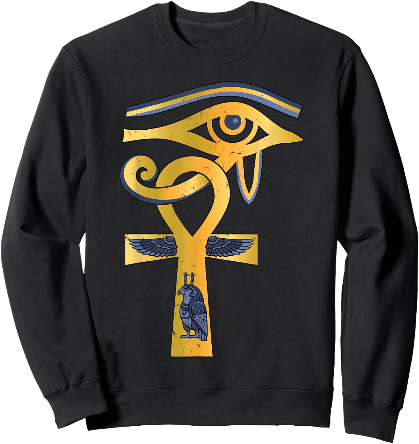 Ancient Egypt God Horus Eye Ankh Symbol Egyptian Mythology Sweatshirt - Sweatshirt | Black