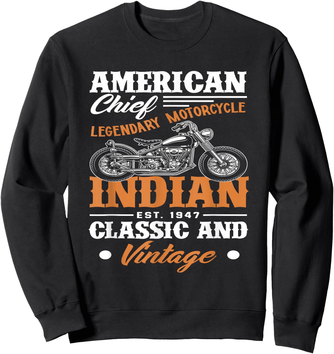 Vintage American Motorrad Indian Biker Lustiges Motorrad Sweatshirt - Sweatshirt | Black