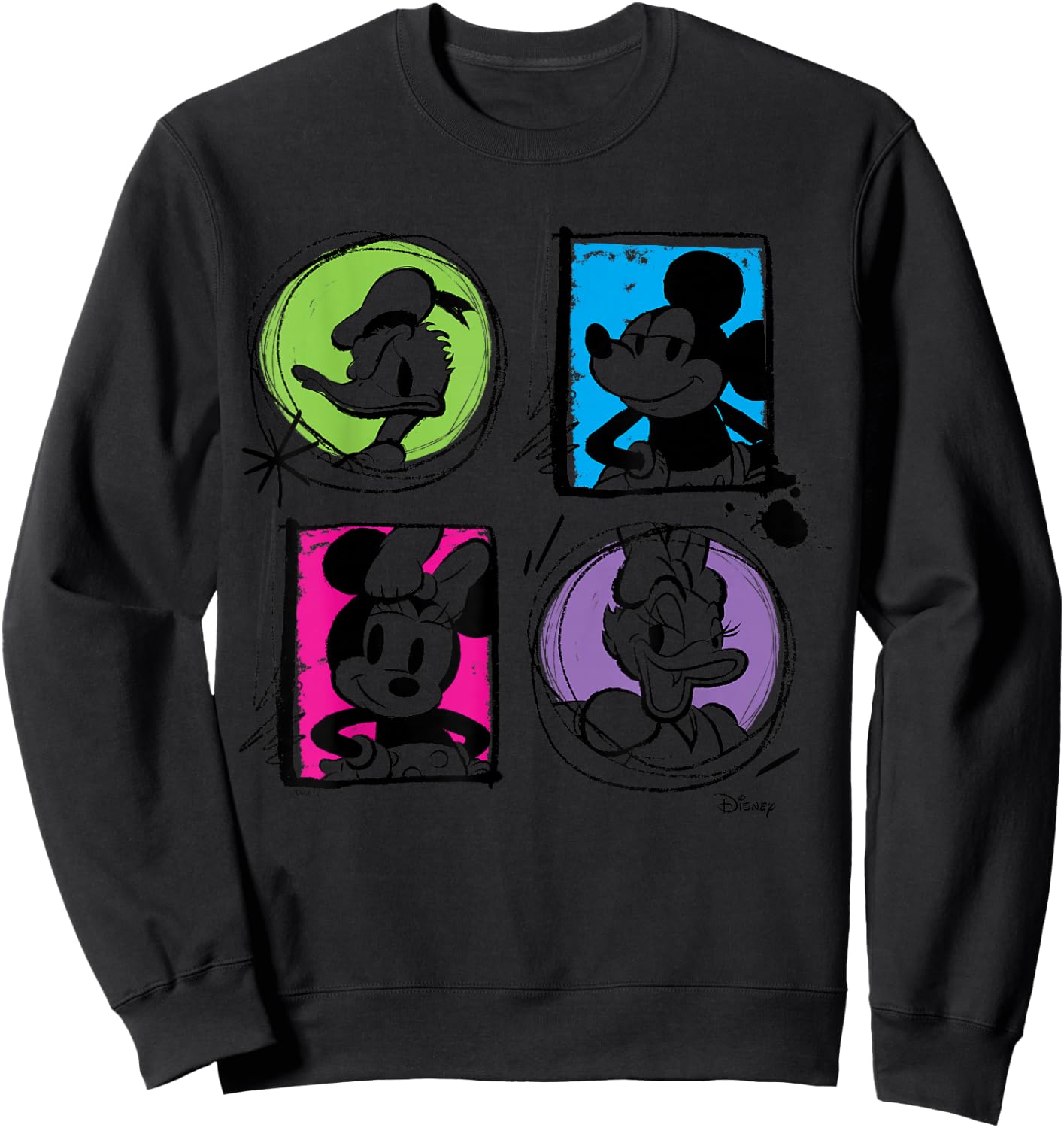 Minnie Mouse Minnie Mouse Donald Duck Daisy Duck Grid Sweatshirt - Sweatshirt | Black