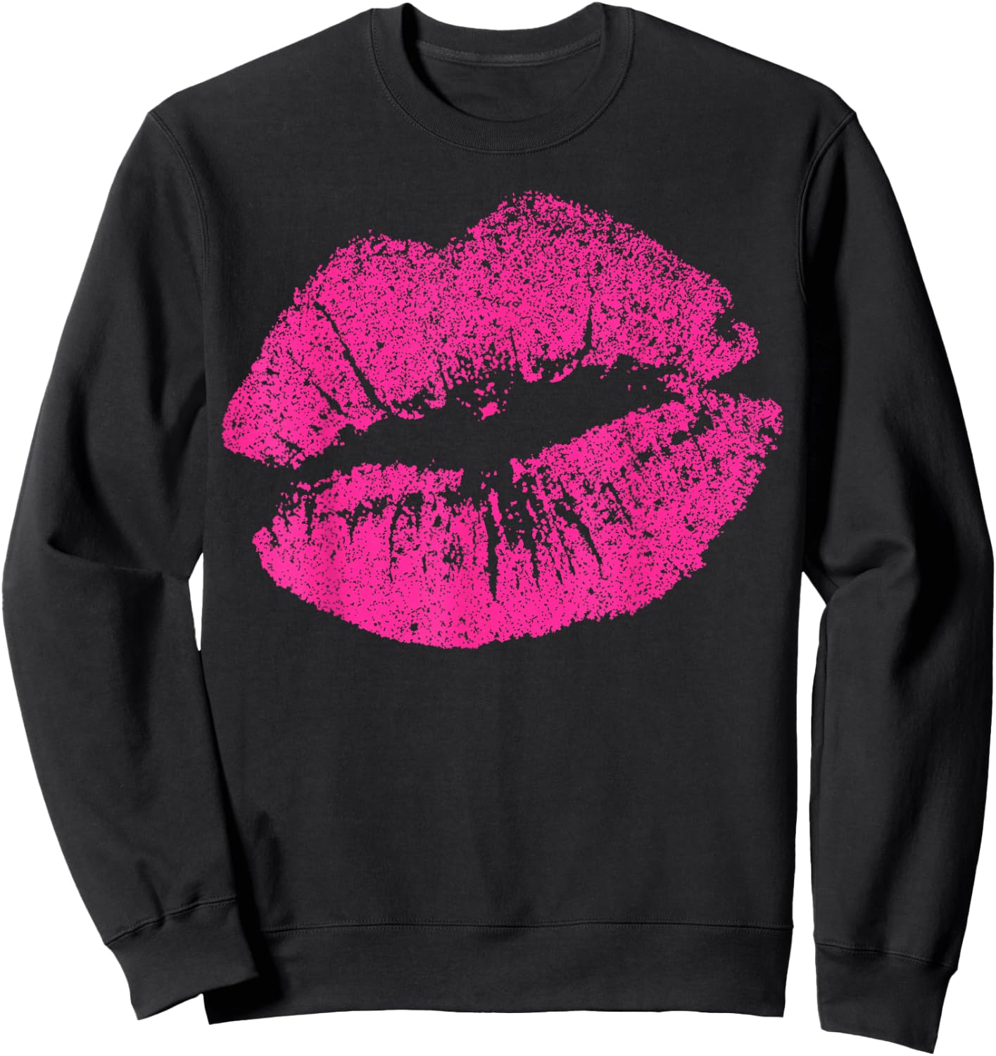 Sexy Pink Lips Print Kiss for Seductive Women Girlfriend , black Sweatshirt - Sweatshirt | Black