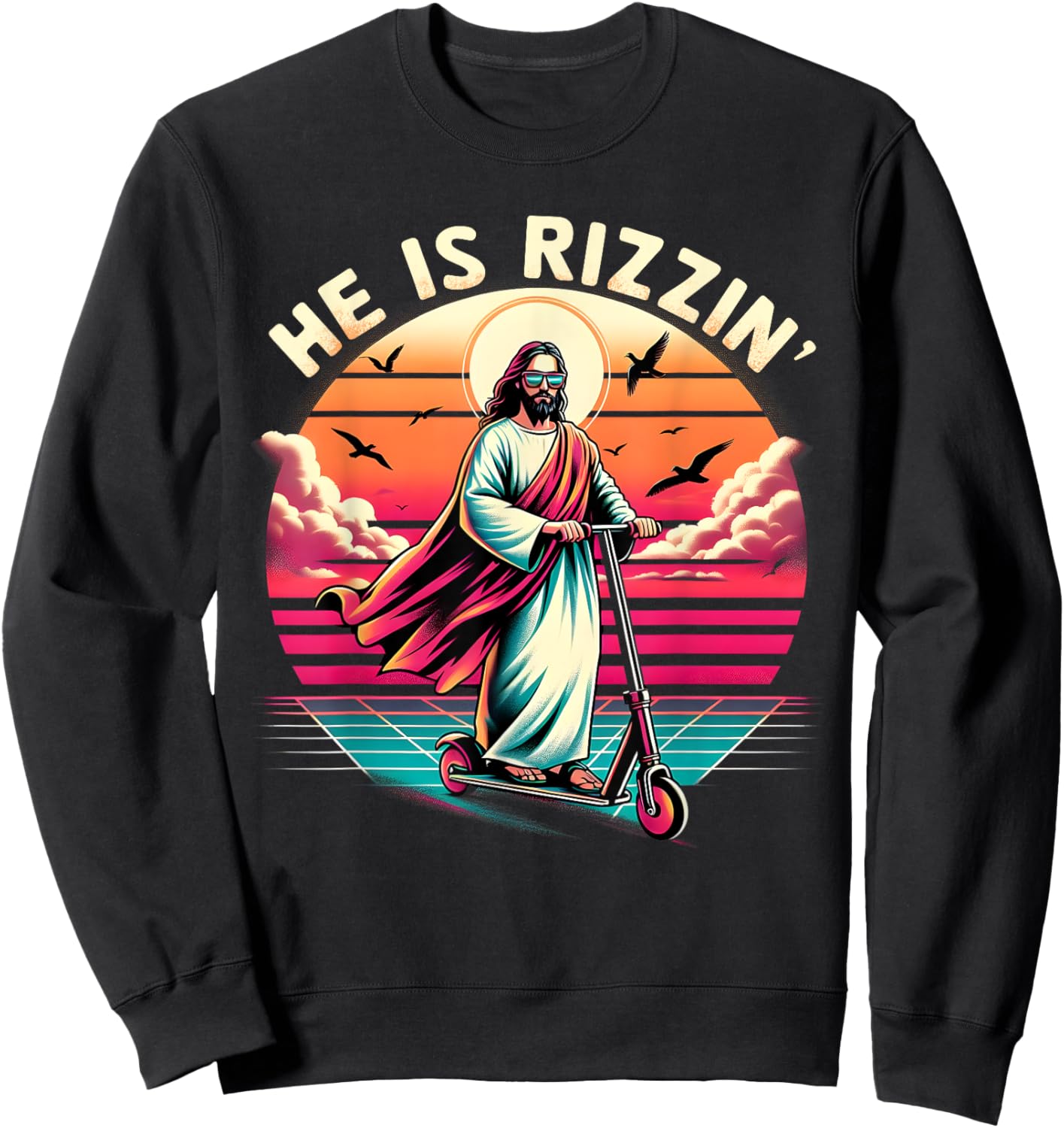 Jesus Has Rizzen He Is Rizzen Jesus Is Rizzen Cool Jesus Sweatshirt - Sweatshirt | Black