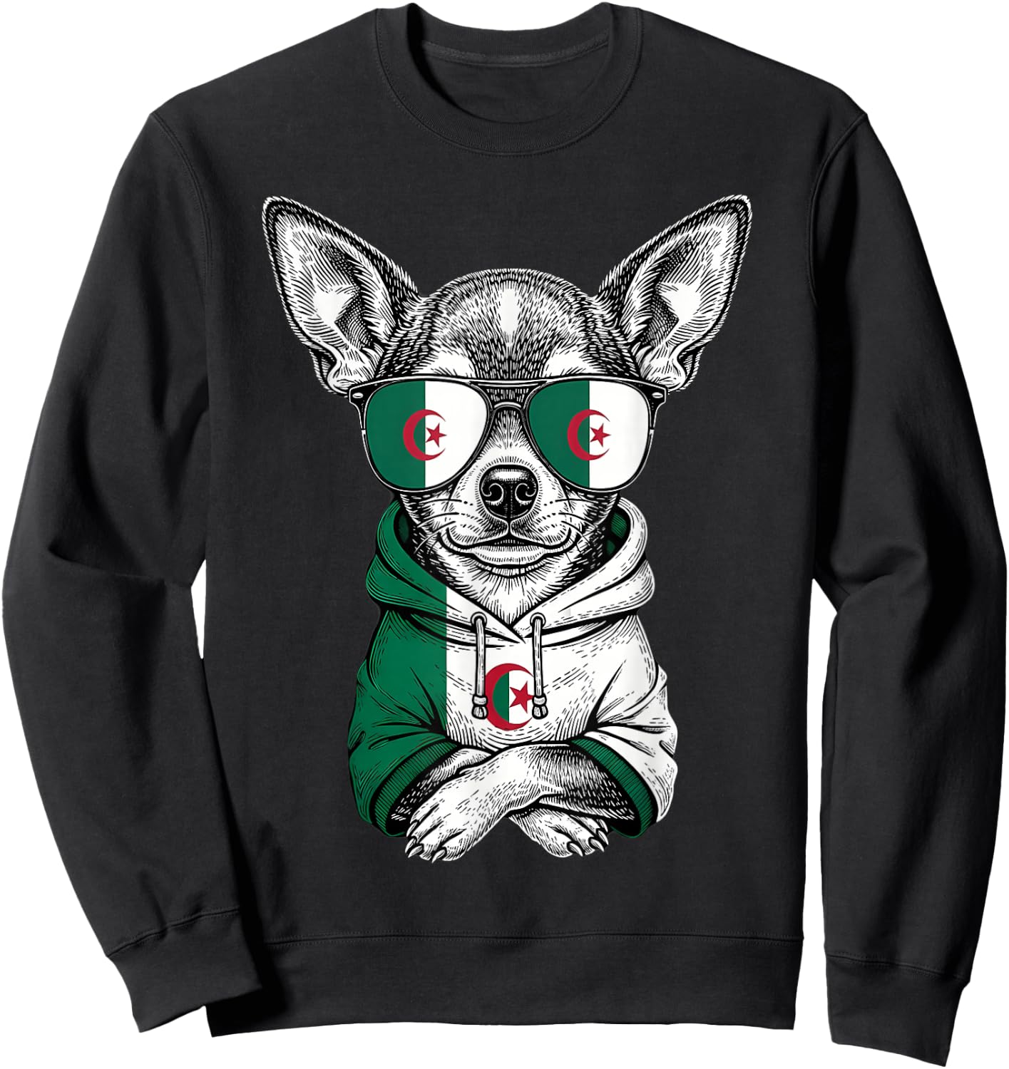 Algeria Roots Dog Algerian Flag Sweatshirt - Sweatshirt | Black