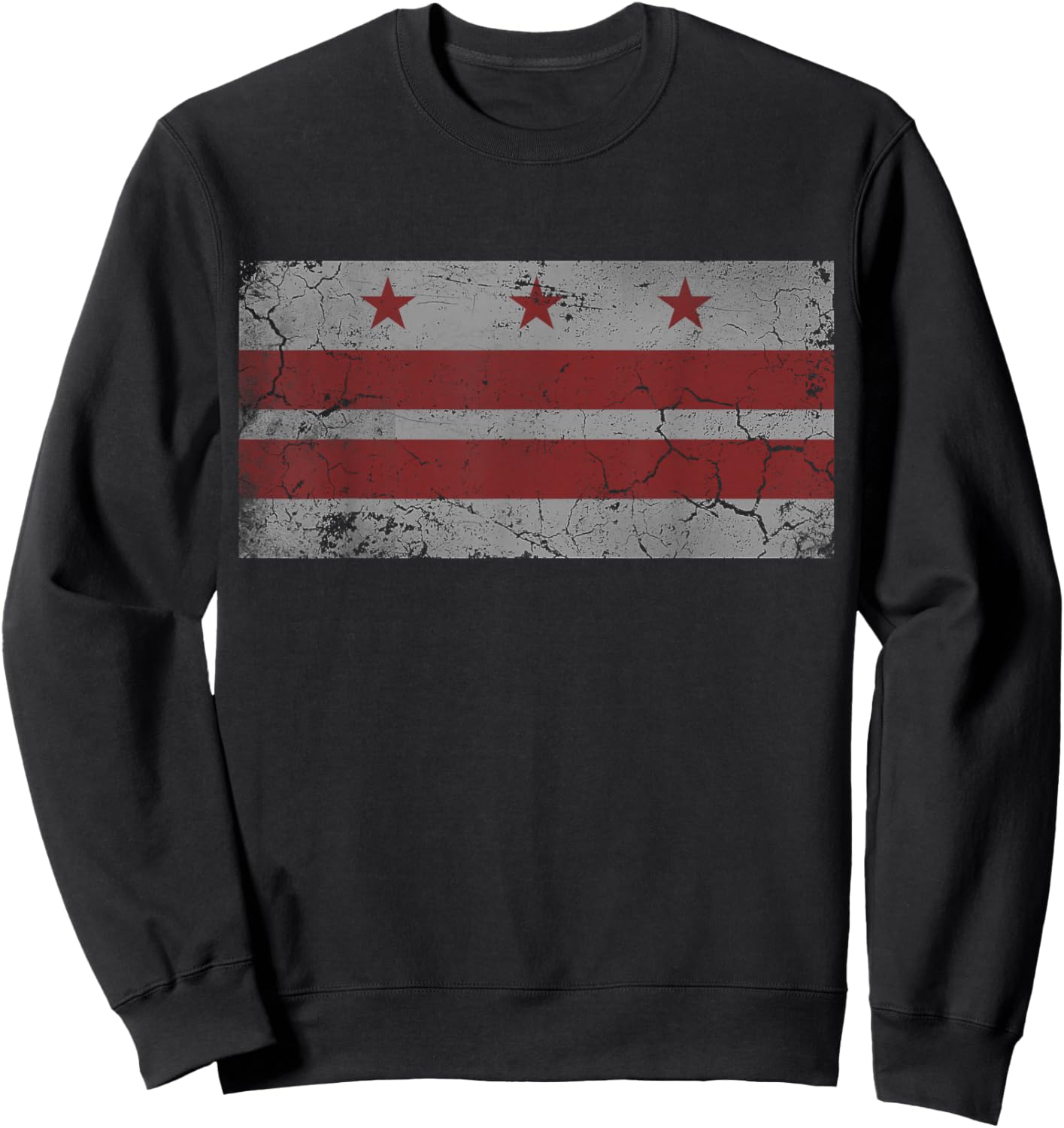 Retro Patriotic Flag of Washington D.C. Vintage Distressed Sweatshirt - Sweatshirt | Black