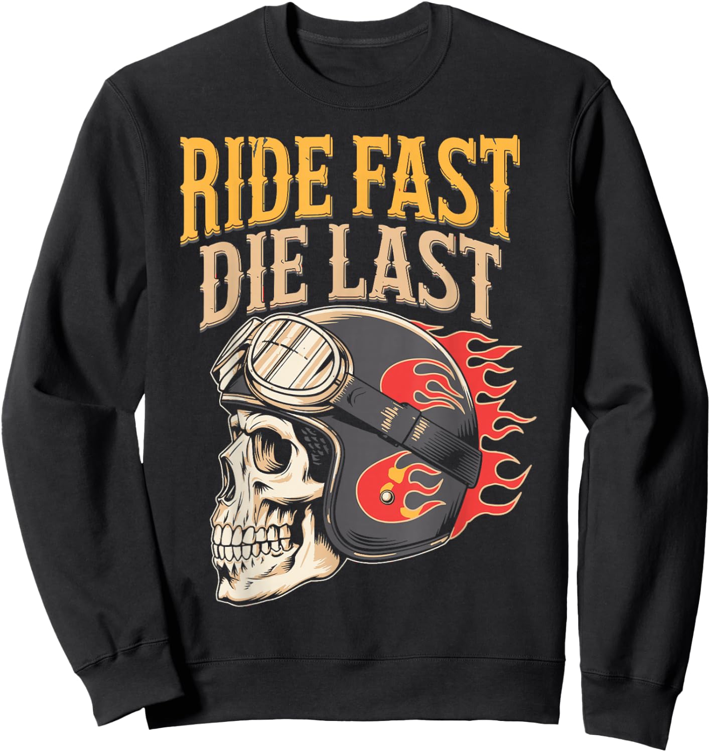 Ride Fast Die Last Winged Skull Design Sweatshirt - Sweatshirt | Black