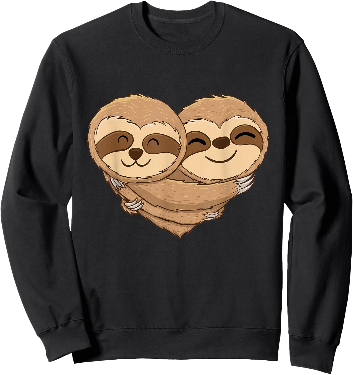 Sloth Couple - Lover Valentines Heart Wildlife Zookeeper Sweatshirt - Sweatshirt | Black