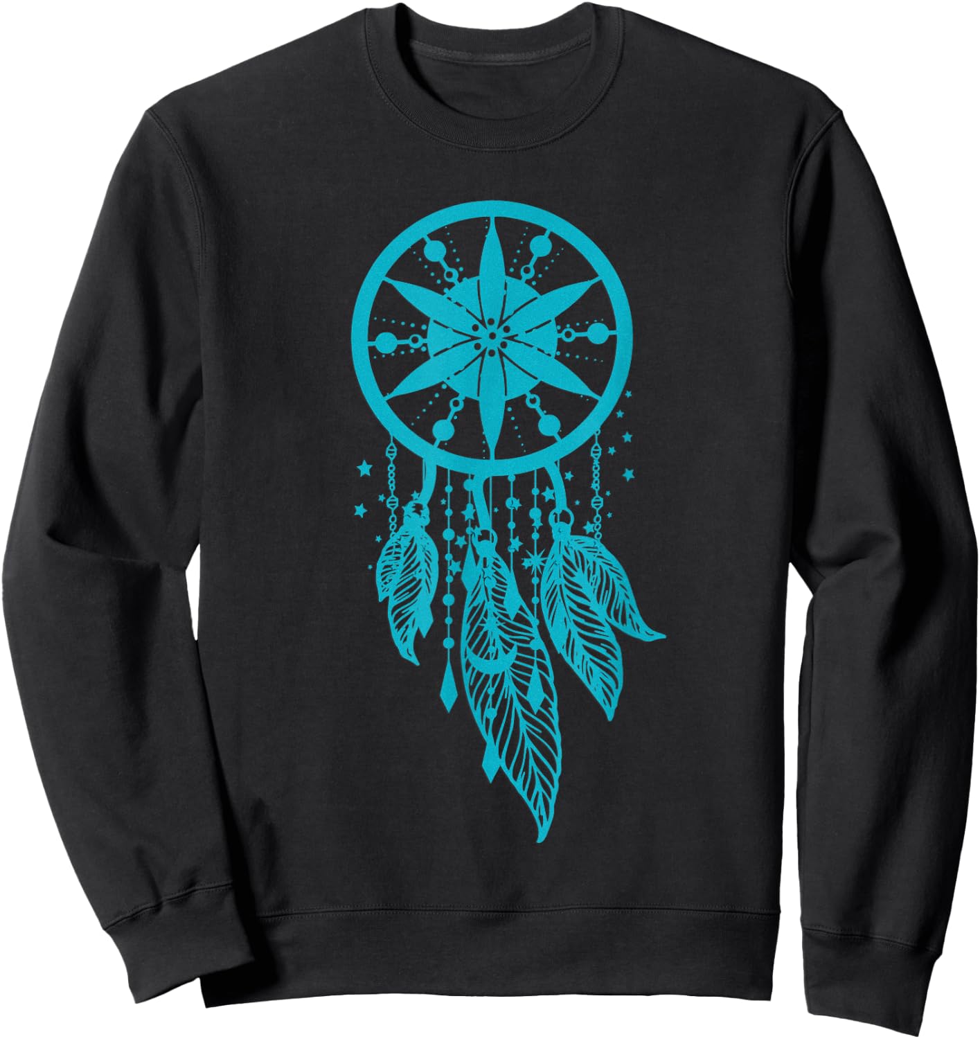 Teal dream catcher moon boho style dream catcher Sweatshirt - Sweatshirt | Black