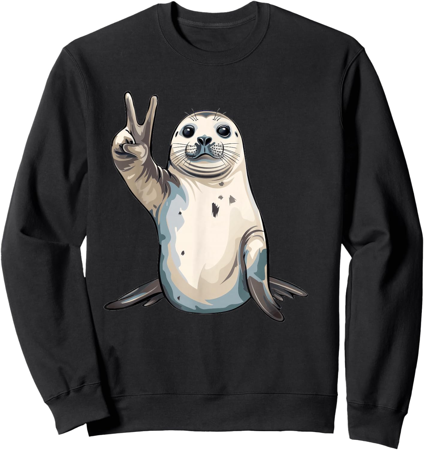 Harp Seal Showing The Peace Sign Sweatshirt - Sweatshirt | Black