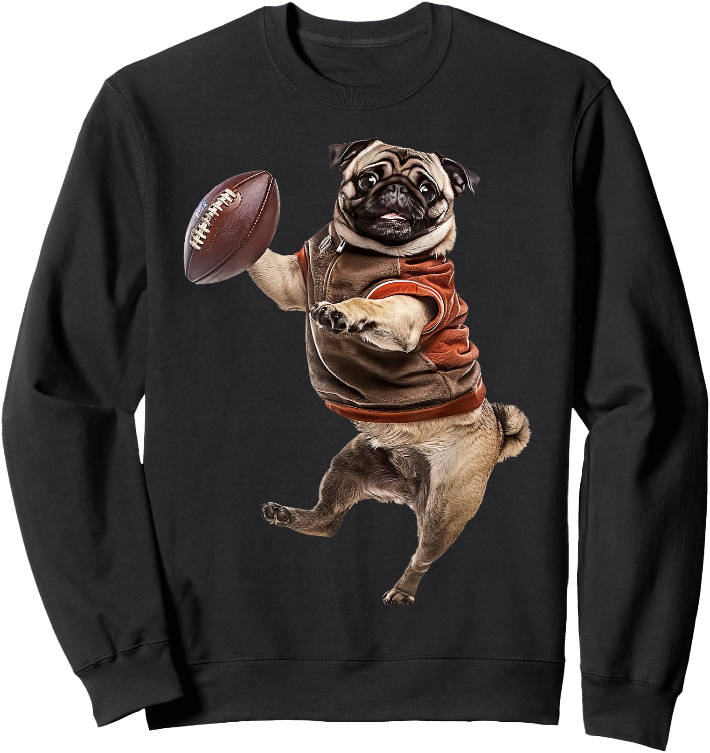 Pug Football Sweatshirt - Sweatshirt | Black