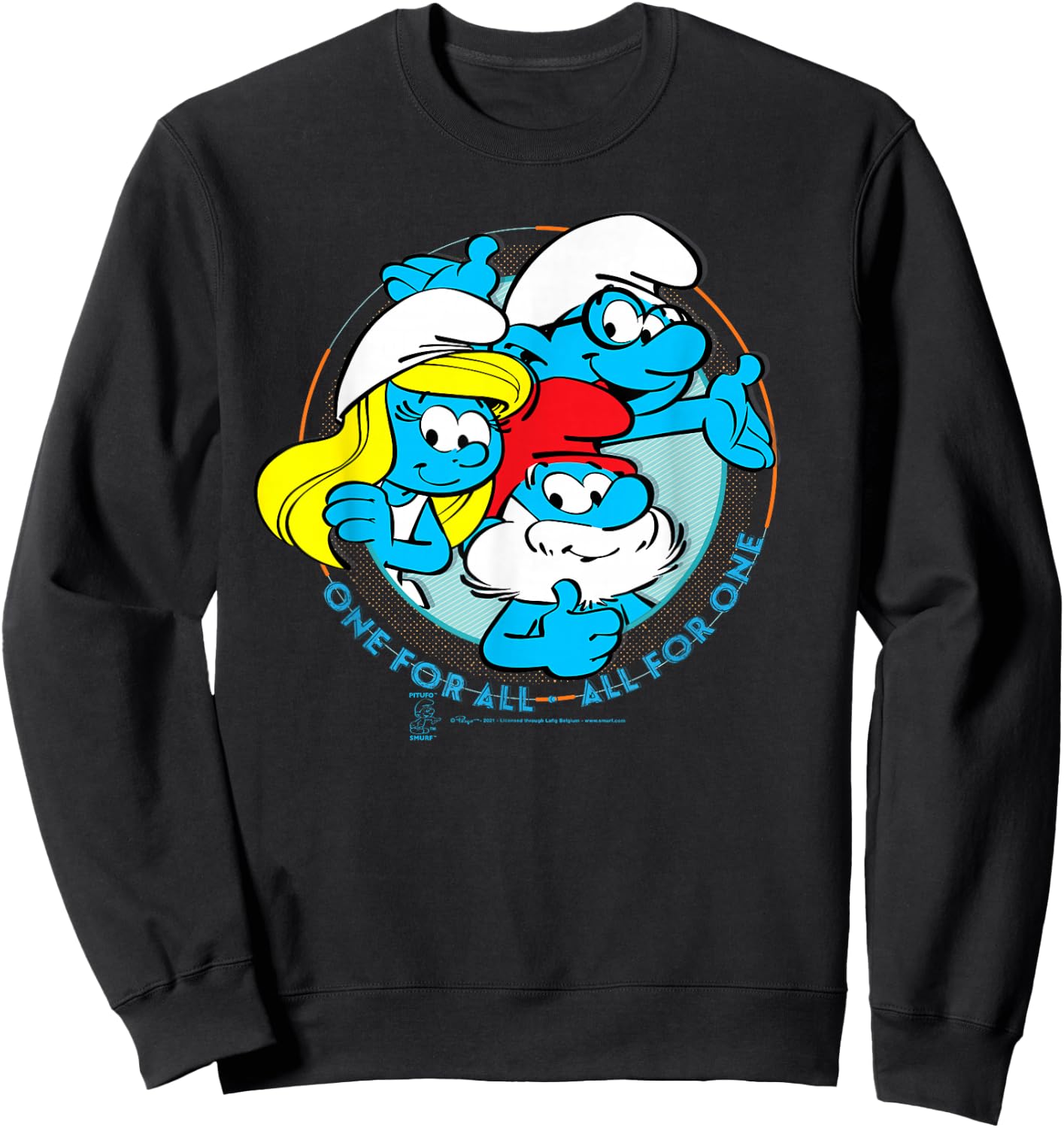 The Smurfs Papa Smurf Smurfette All for One Sweatshirt - Sweatshirt | Black