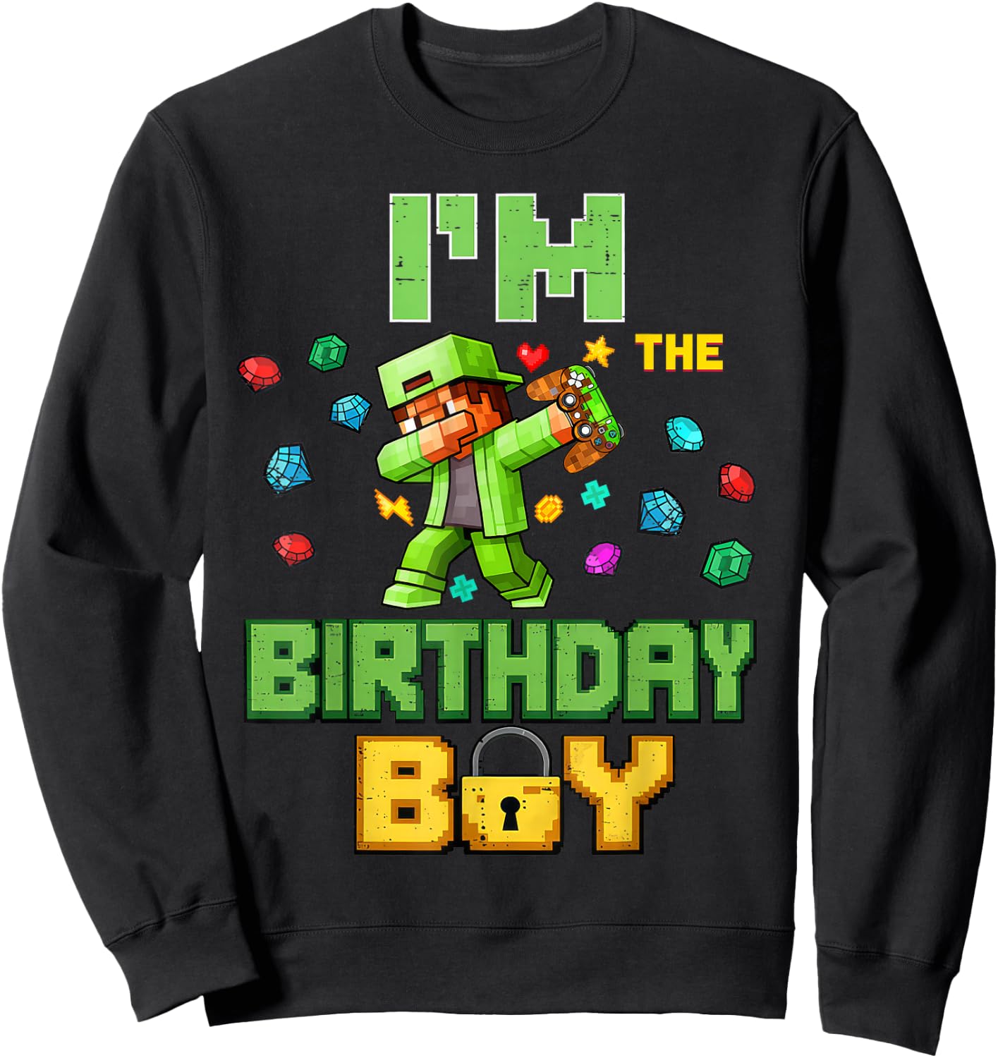 Im The Birthday Boy Video Gamer Pixel Dab Number for Kids Sweatshirt - Sweatshirt | Black