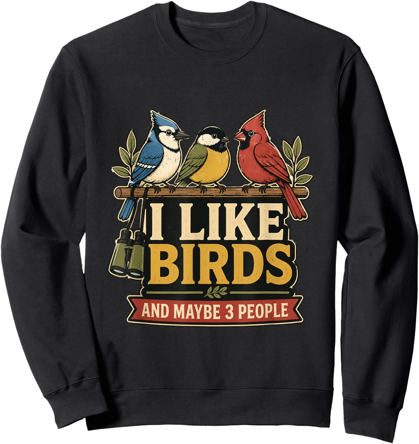 I Like Birds and Maybe 3 People Sweatshirt - Sweatshirt | Black