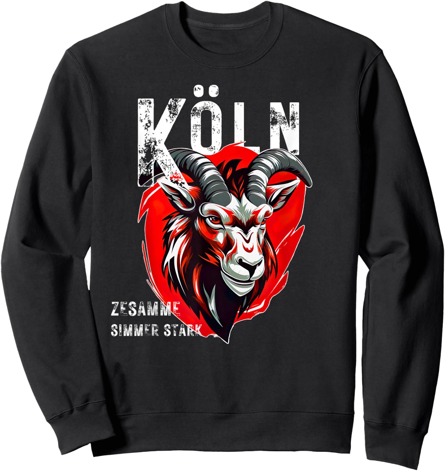 with German Text "Köln zesamme simmer stark" [German Language], black Sweatshirt - Sweatshirt | Black