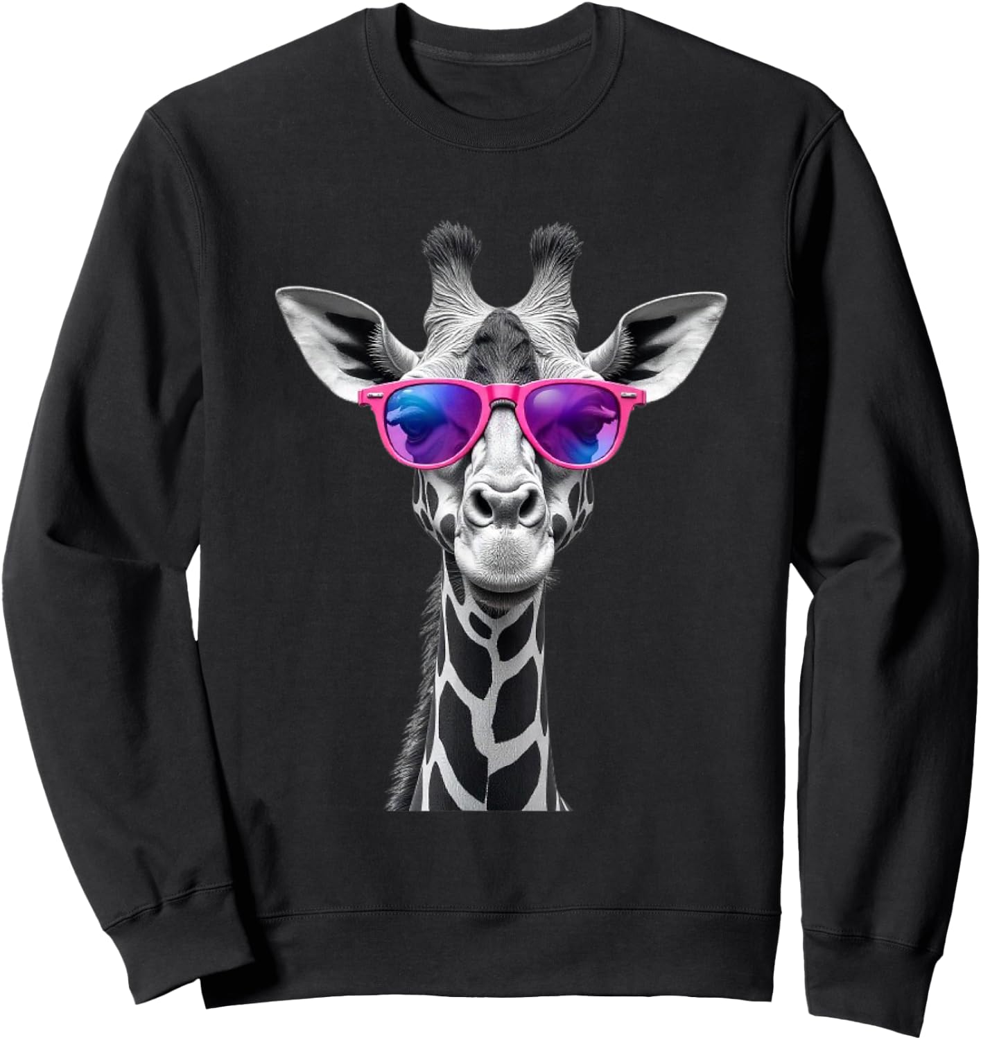 Funny Giraffe Pattern - Giraffe with Glasses Sweatshirt - Sweatshirt | Black