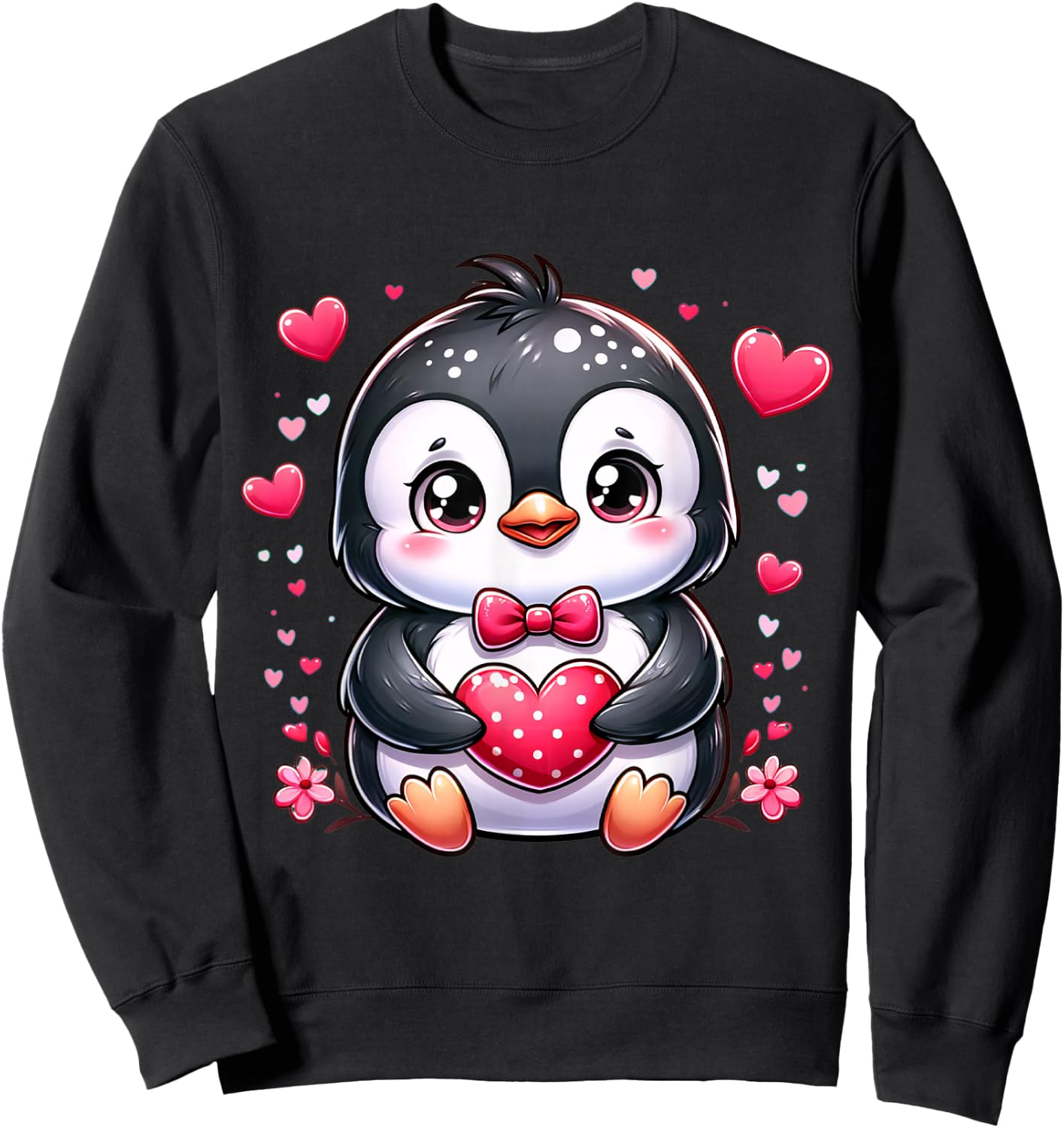 Penguin Valentine Hearts Sweatshirt - Sweatshirt | Black