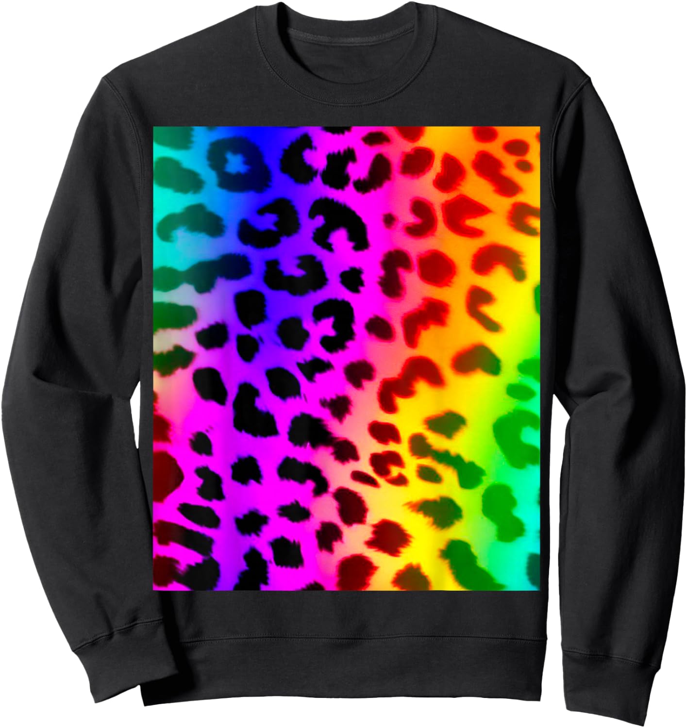 Rainbow Leopard Animal Print Sweatshirt - Sweatshirt | Black