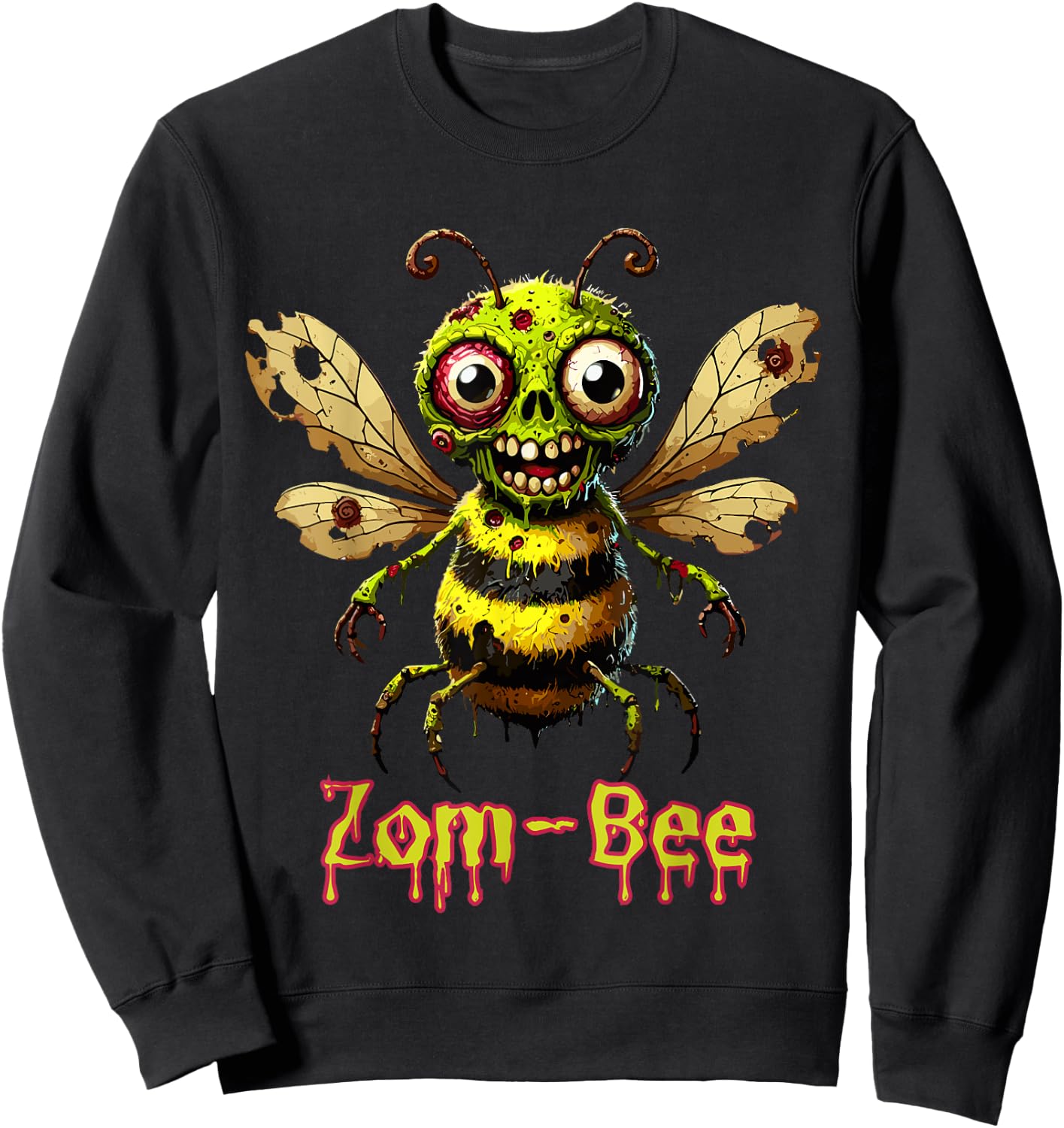 Zom-Bee Shirt Adorably Creepy Zombie Bee Cartoon Halloween Sweatshirt - Sweatshirt | Black