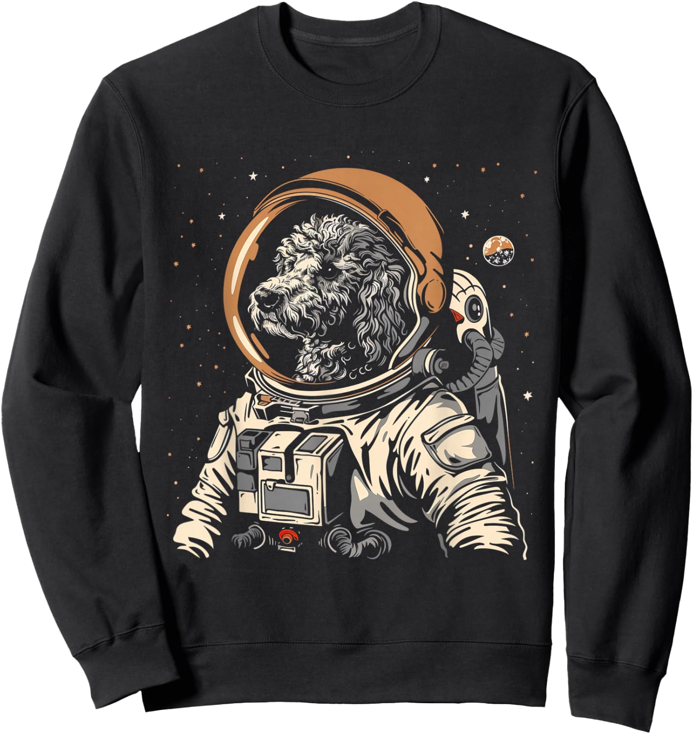 Poodle Labradoodle Astronaut Funny Cute Dog Space Suit Sweatshirt - Sweatshirt | Black