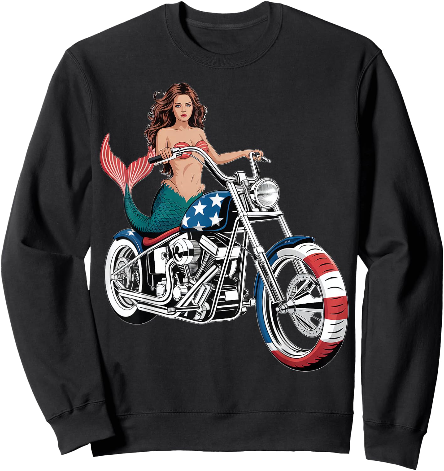 Mermaid Chopper Motorcycle Design Sweatshirt - Sweatshirt | Black