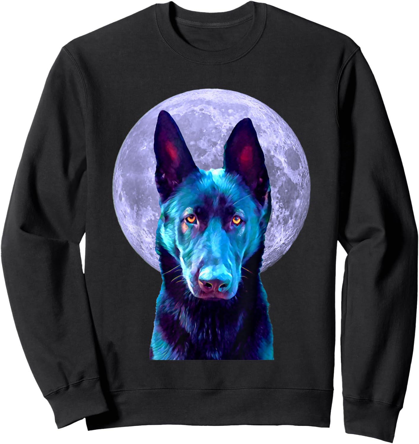 Black German Shepherd Moon: Dog Lovers, Owners, Moms, Dads Sweatshirt - Sweatshirt | Black
