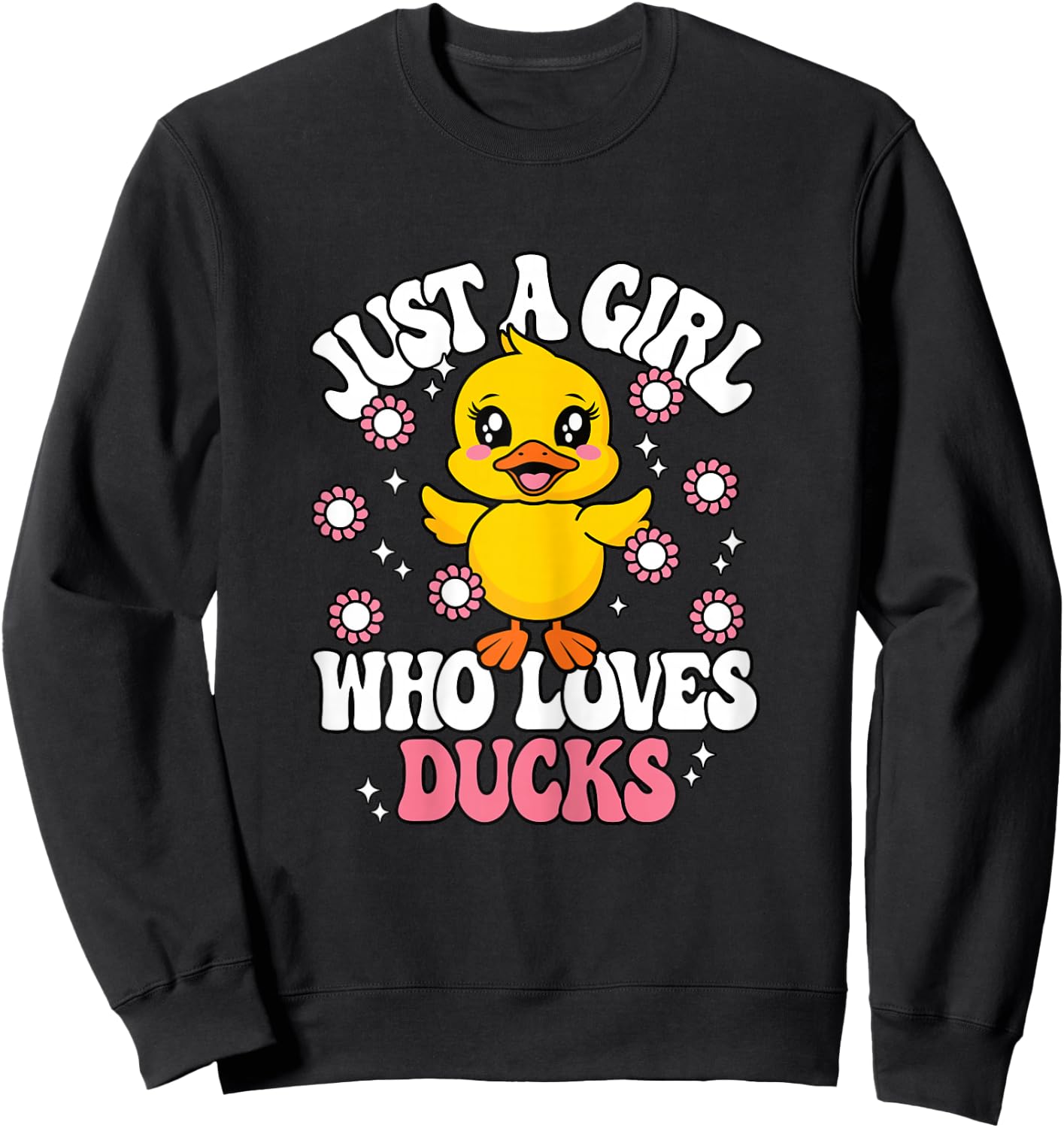 Just A Girl Who Loves Ducks Cute Duck Girls Kids Sweatshirt - Sweatshirt | Black