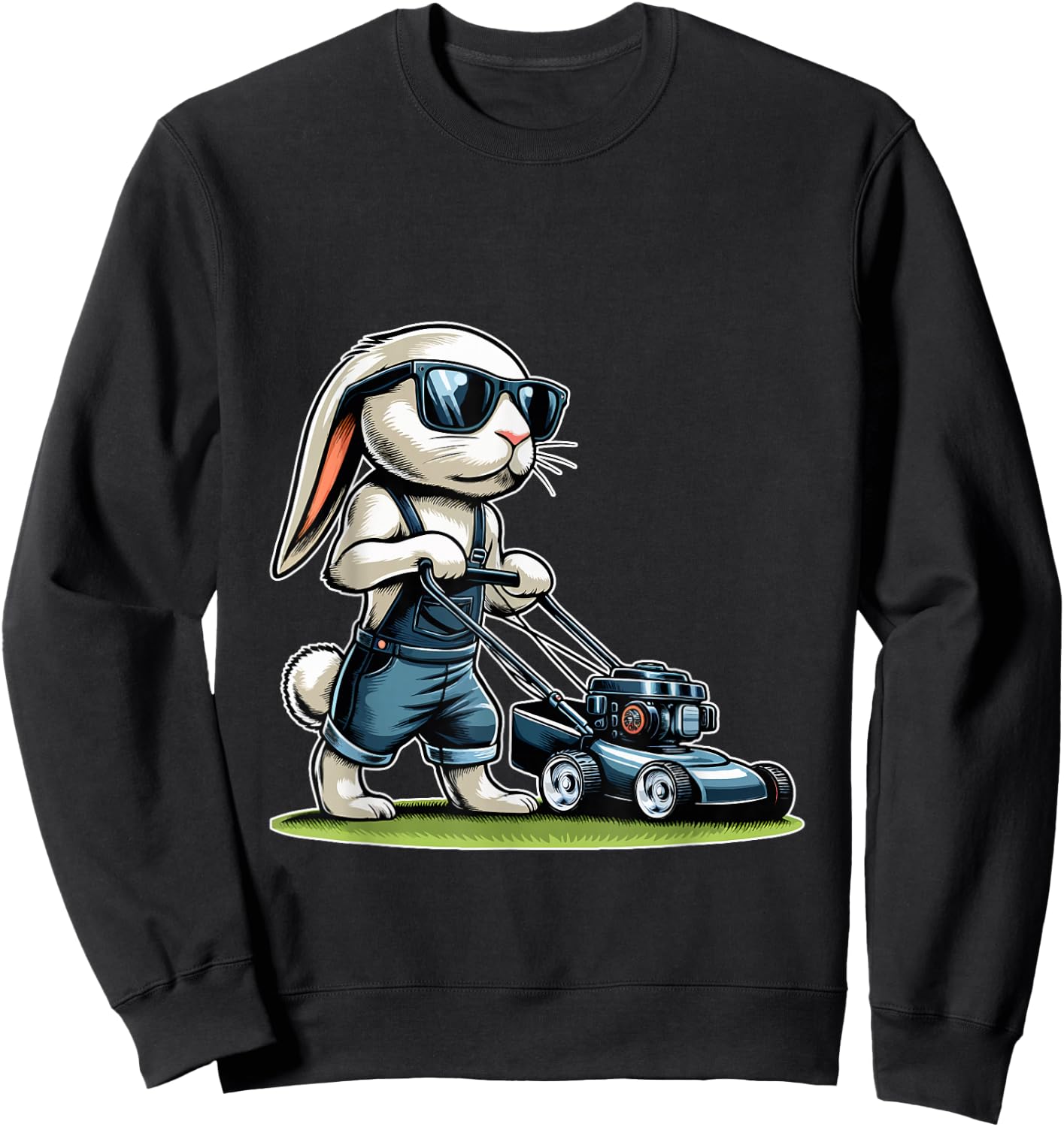 Mowing Lawn Bunny Easter Egg Sweatshirt - Sweatshirt | Black