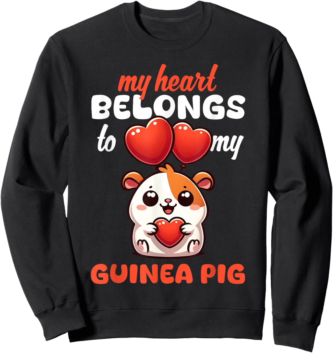 Cute My Heart Belongs To My Guinea Pigs Lover Graphic Cavy Sweatshirt - Sweatshirt | Black
