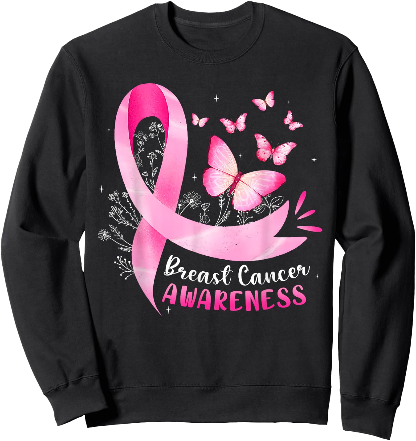 Pink Ribbon In October We Wear Pink Breast Cancer Awareness Sweatshirt - Sweatshirt | Black