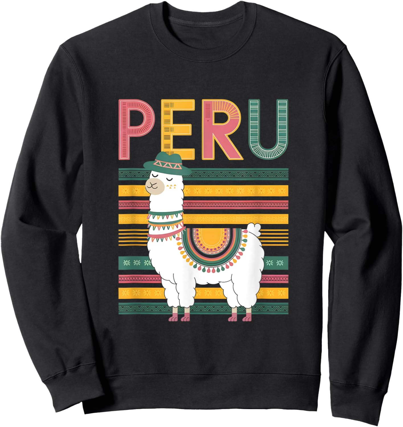 Cute Peruvian Llama from Peru - Fun Peru Design Sweatshirt - Sweatshirt | Black