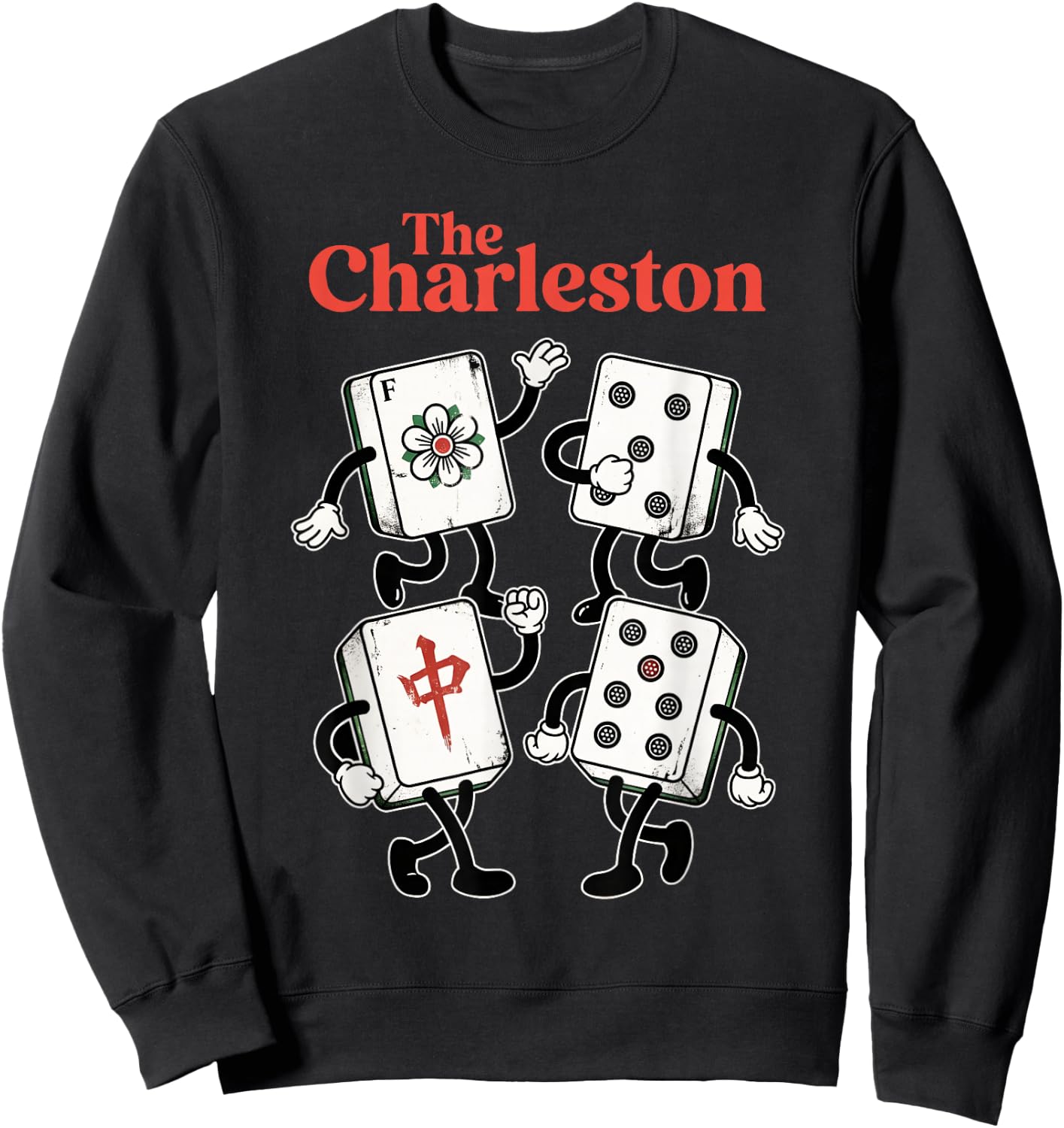 The Charleston Retro Funny Mahjong Player Men Women Sweatshirt - Sweatshirt | Black