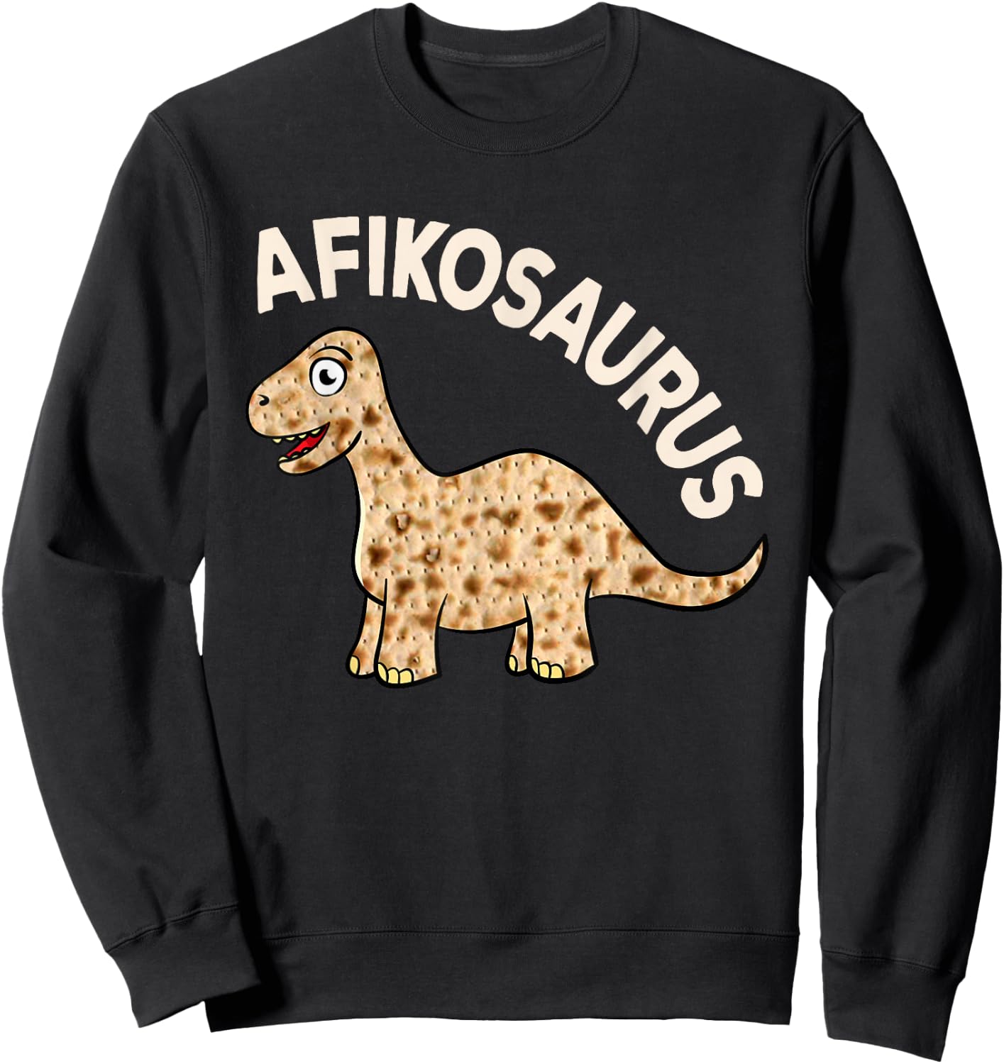 Dinosaur Afiko Hebrew Passover Jewish Funny Sweatshirt - Sweatshirt | Black