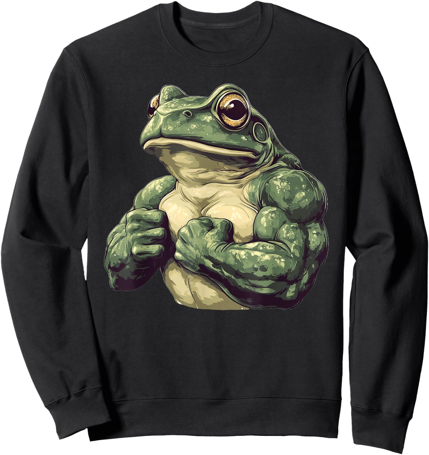 Muscular Frog Powerlifting Weightlifting Gym Workout Sweatshirt - Sweatshirt | Black