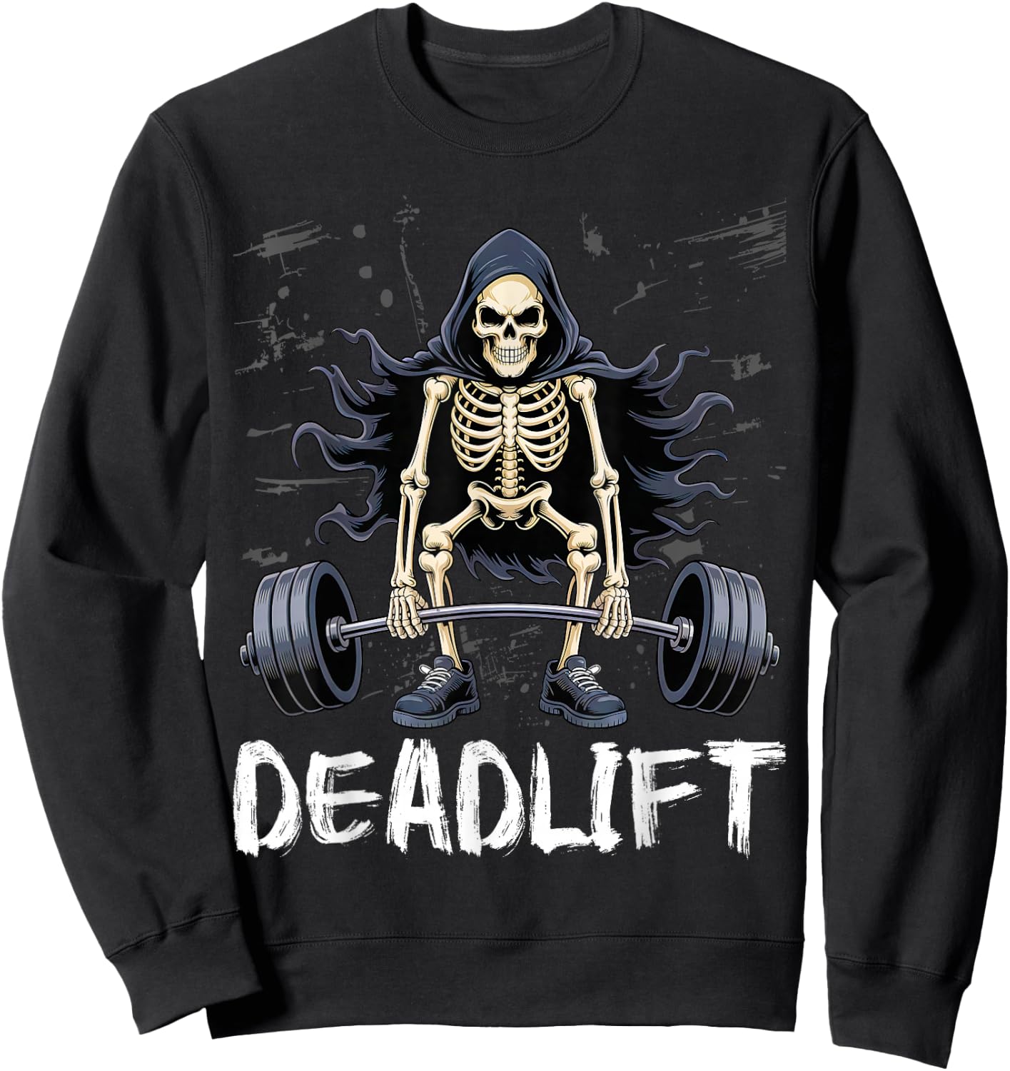 Deadlift Funny Halloween Skeleton Weight Lifting Workout Sweatshirt - Sweatshirt | Black