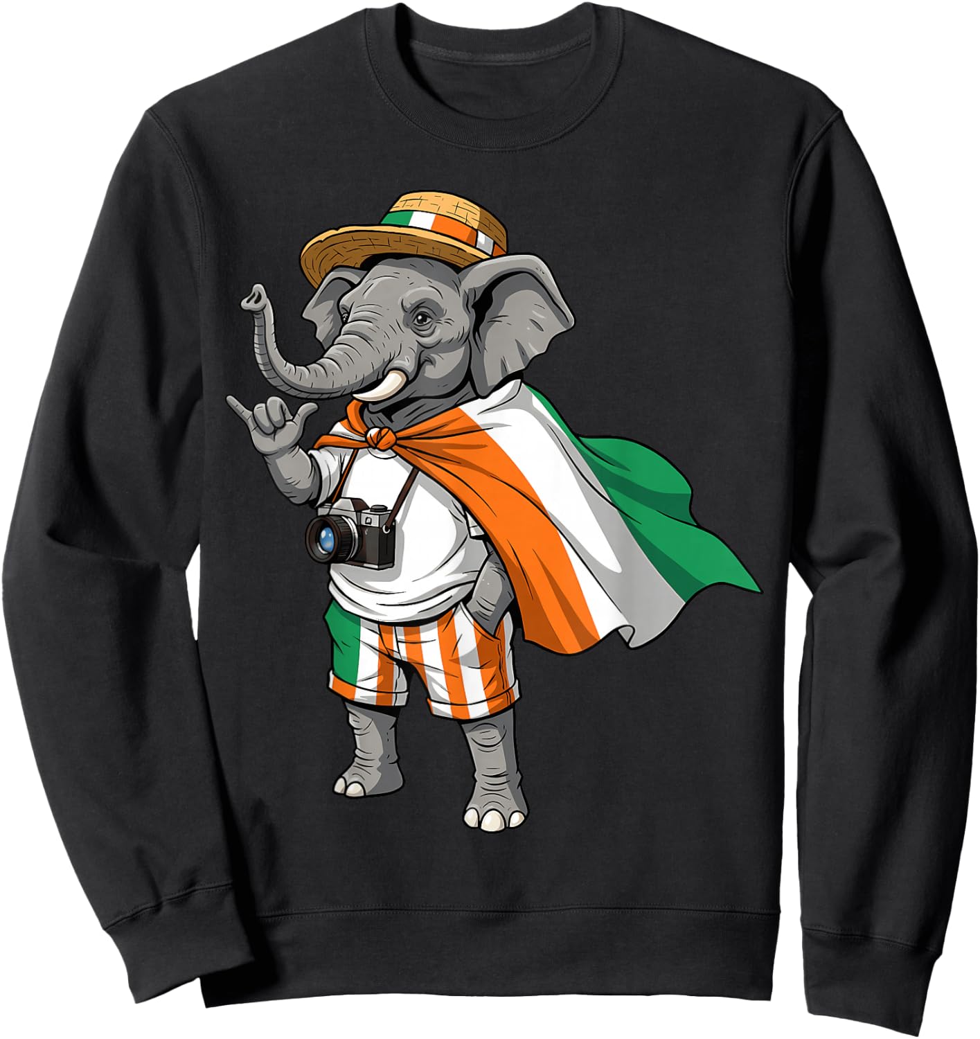 Ivory Coast Flag Elephant Cote D'Ivoire Ivorian Roots Sweatshirt - Sweatshirt | Black