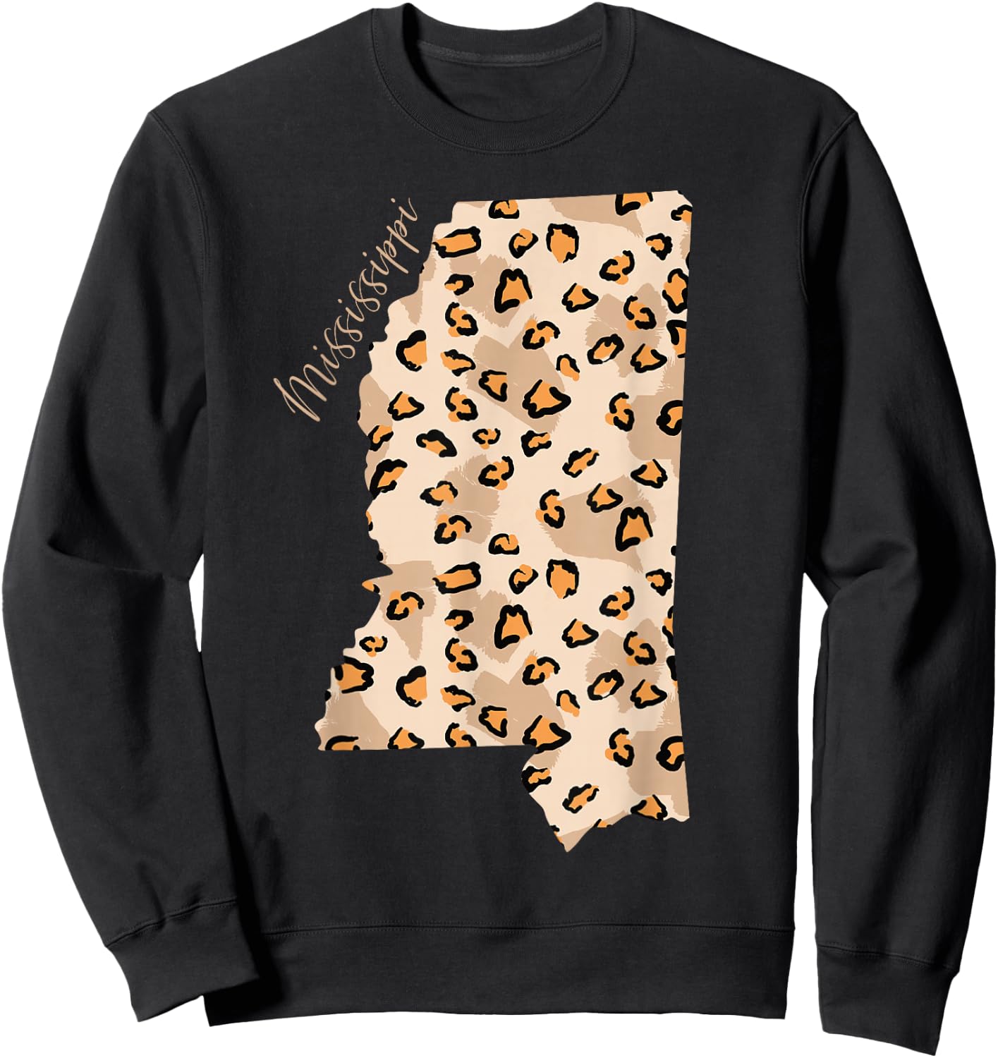 Mississippi Leopard Pattern Map Leo State Of Mississippi Sweatshirt - Sweatshirt | Black