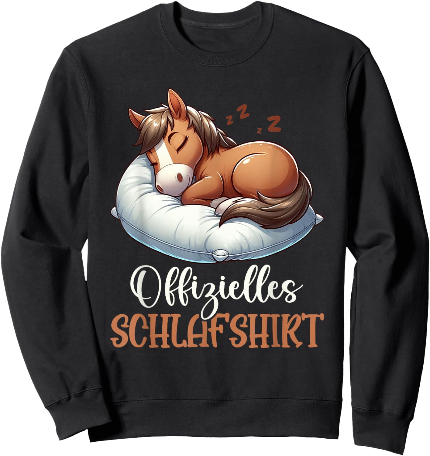 Official Sleep Shirt Funny Horse Pyjamas Short Sleeve , black Sweatshirt - Sweatshirt | Black