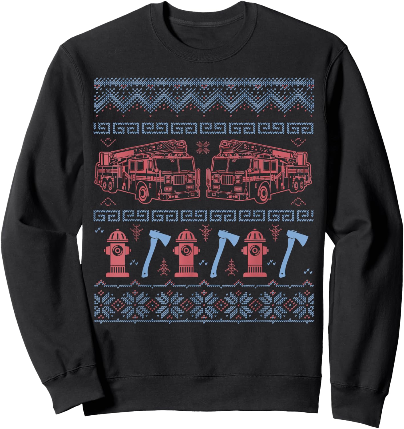 Ugly Firefighter Christmas Sweater Sweatshirt - Sweatshirt | Black