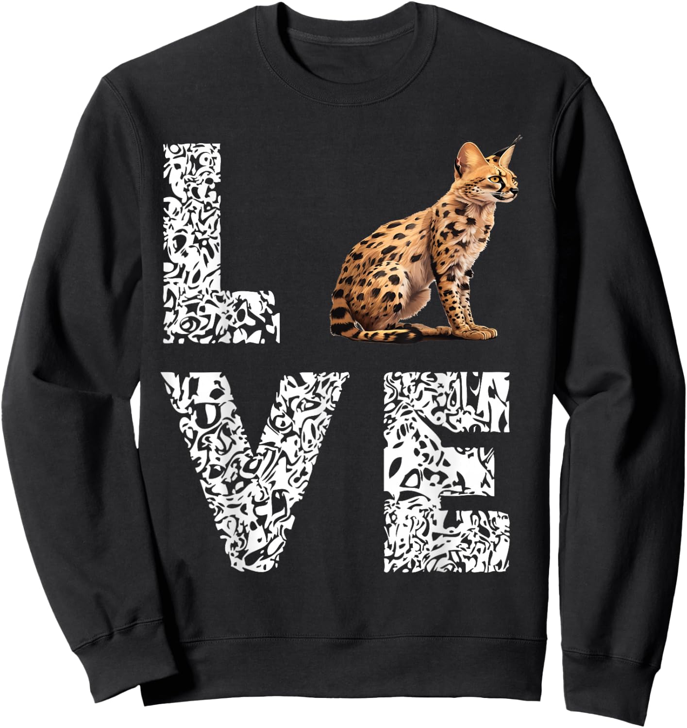Serval Love Leopard African Wildcat Serval Cat Wild Cat Sweatshirt - Sweatshirt | Black