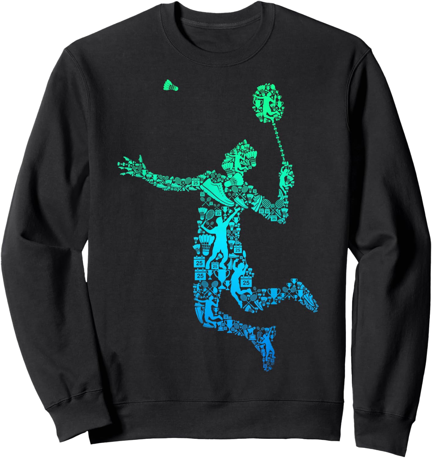 Badminton Shuttlecock Badminton Player Men Children Boys Sweatshirt - Sweatshirt | Black