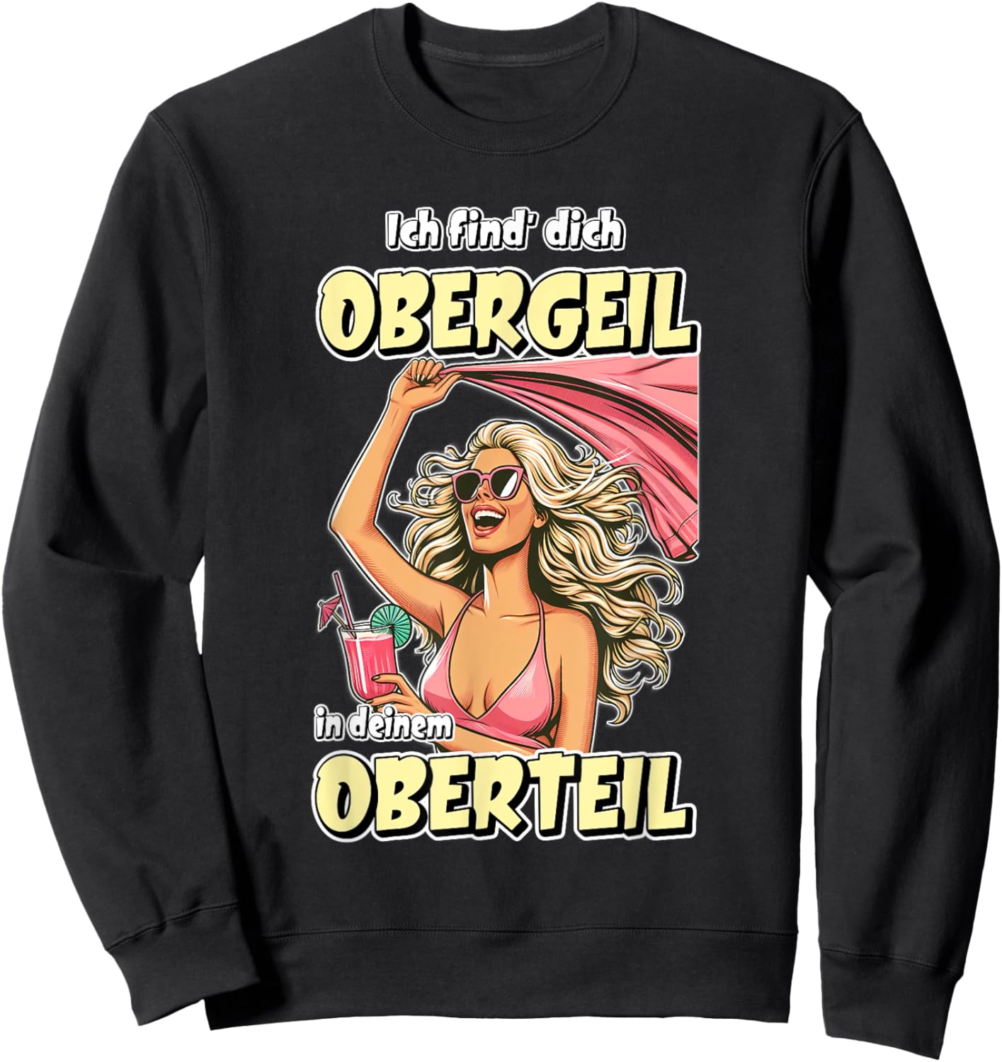 Obergeil Malle Party, Malle Hit 2024, Glück Isi , black Sweatshirt - Sweatshirt | Black