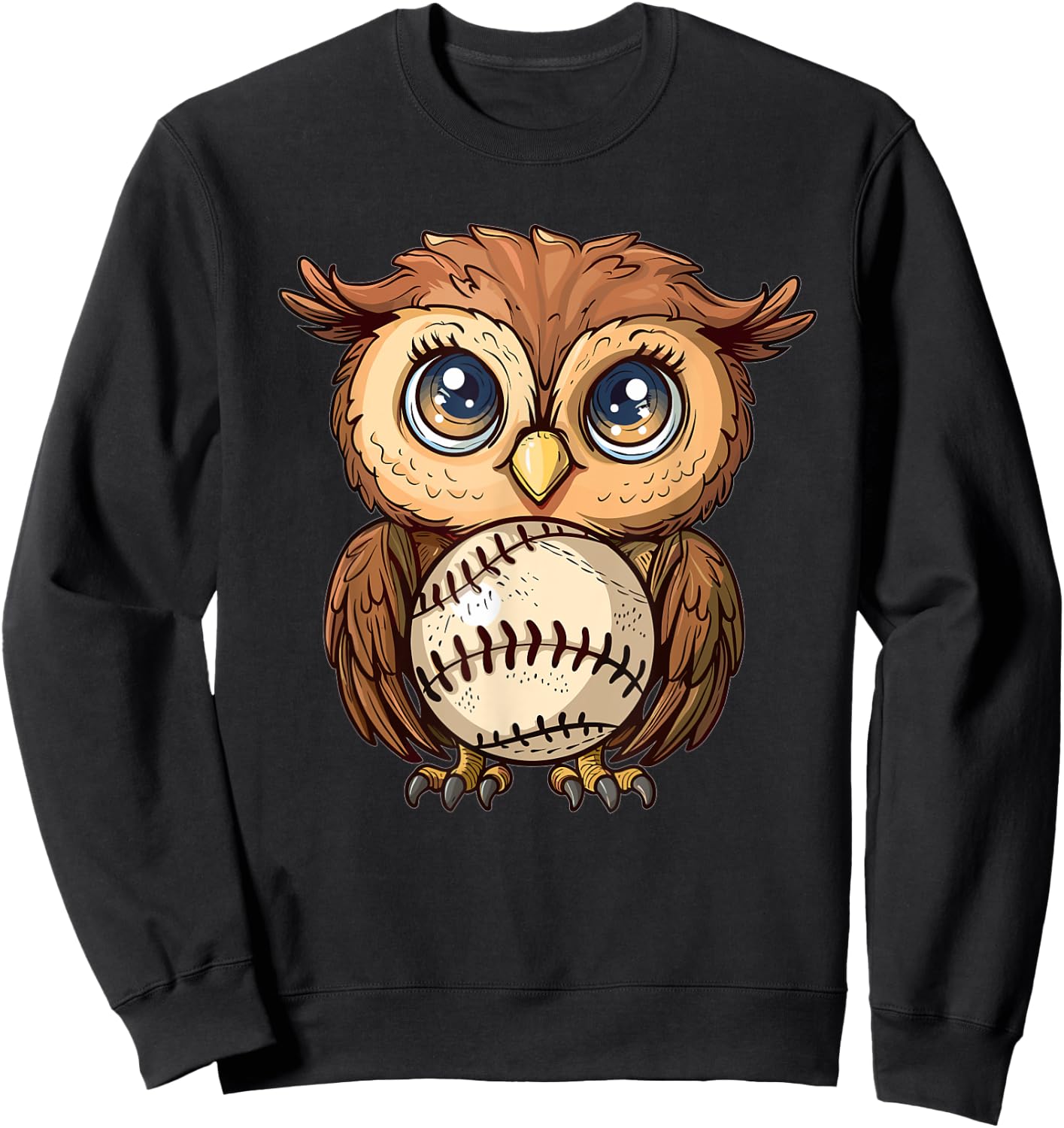 Cute Baseball Owl Sweatshirt - Sweatshirt | Black