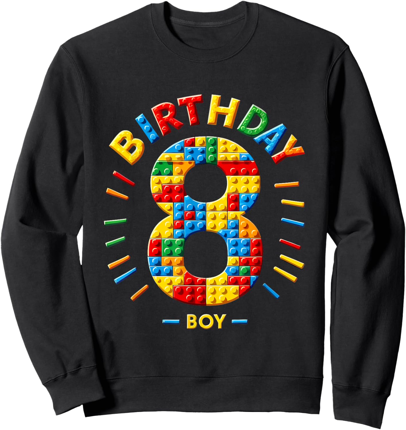 Master Builder 8th Birthday Boy 8 Eight Years Building Blocks , black Sweatshirt - Sweatshirt | Black