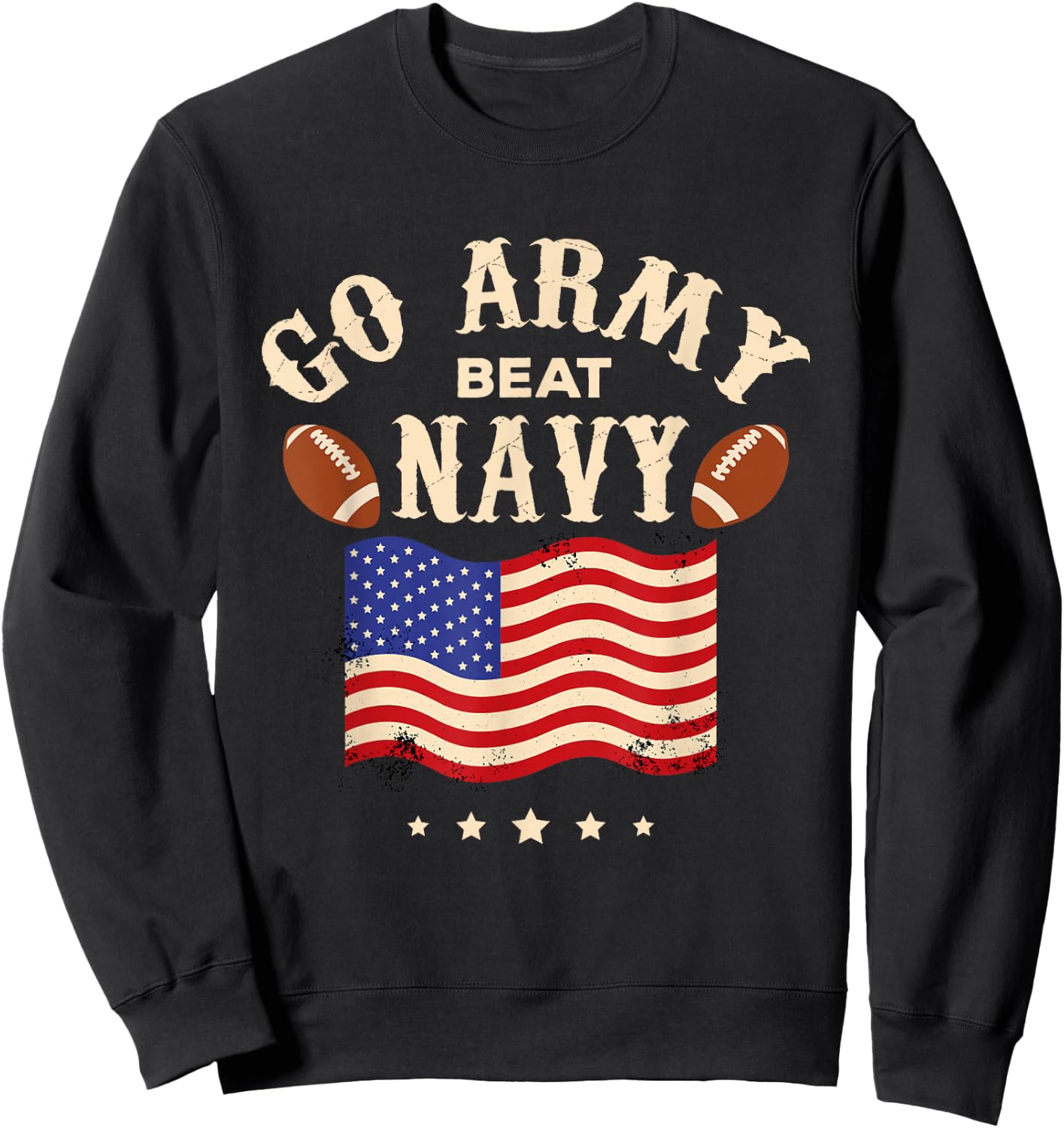Vintage USA Flag Army Beat Navy-Flag Game Sports Football Sweatshirt - Sweatshirt | Black