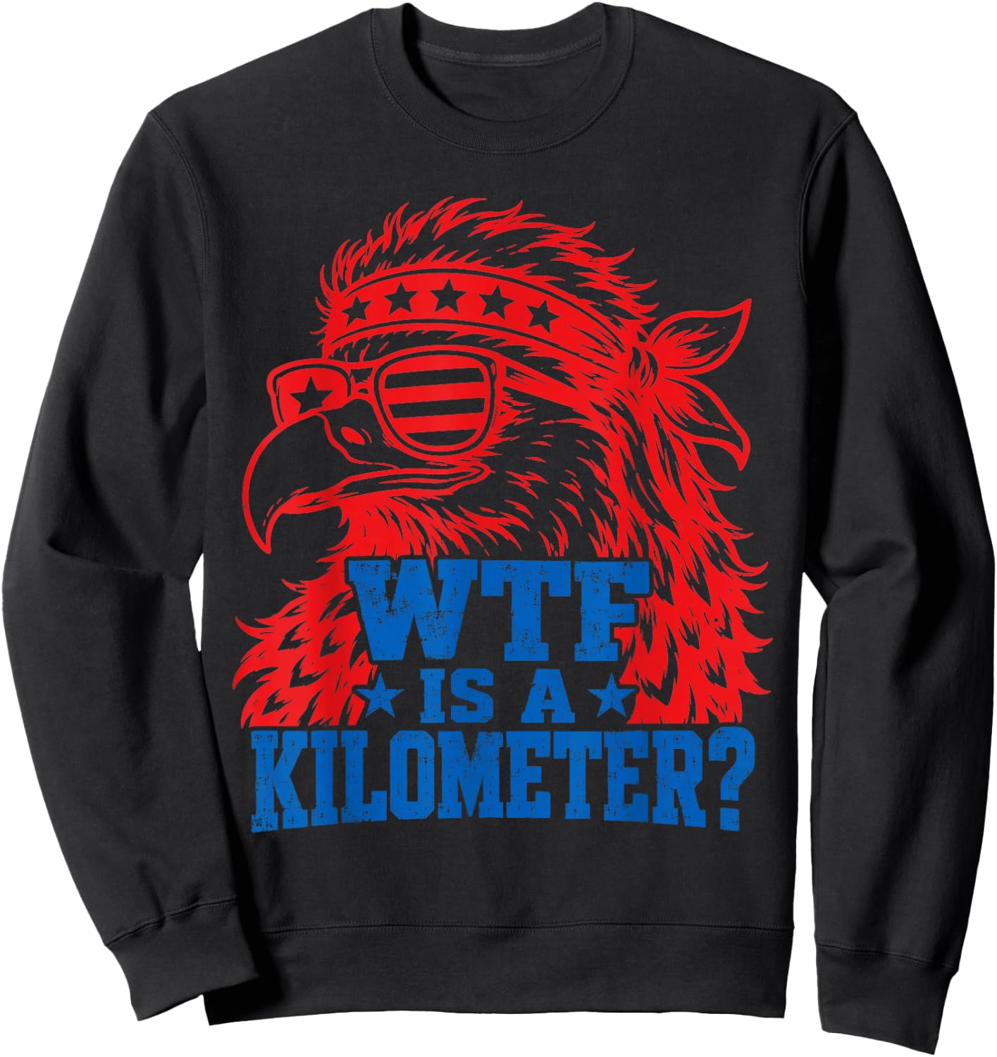 Retro WTF is a Kilometer Eagle 4th of July Sweatshirt - Sweatshirt | Black